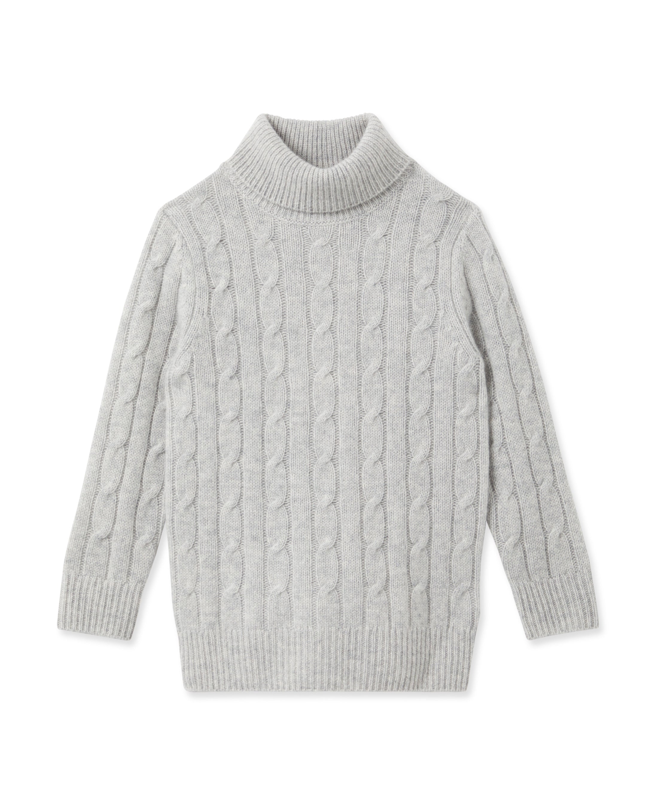 Premium Boys' Cashmere Cable Knit Turtle Neck Sweater - Soft & Warm Winter Pullover in Fumo Grey - Perfect for School, Holidays & Family Gatherings
