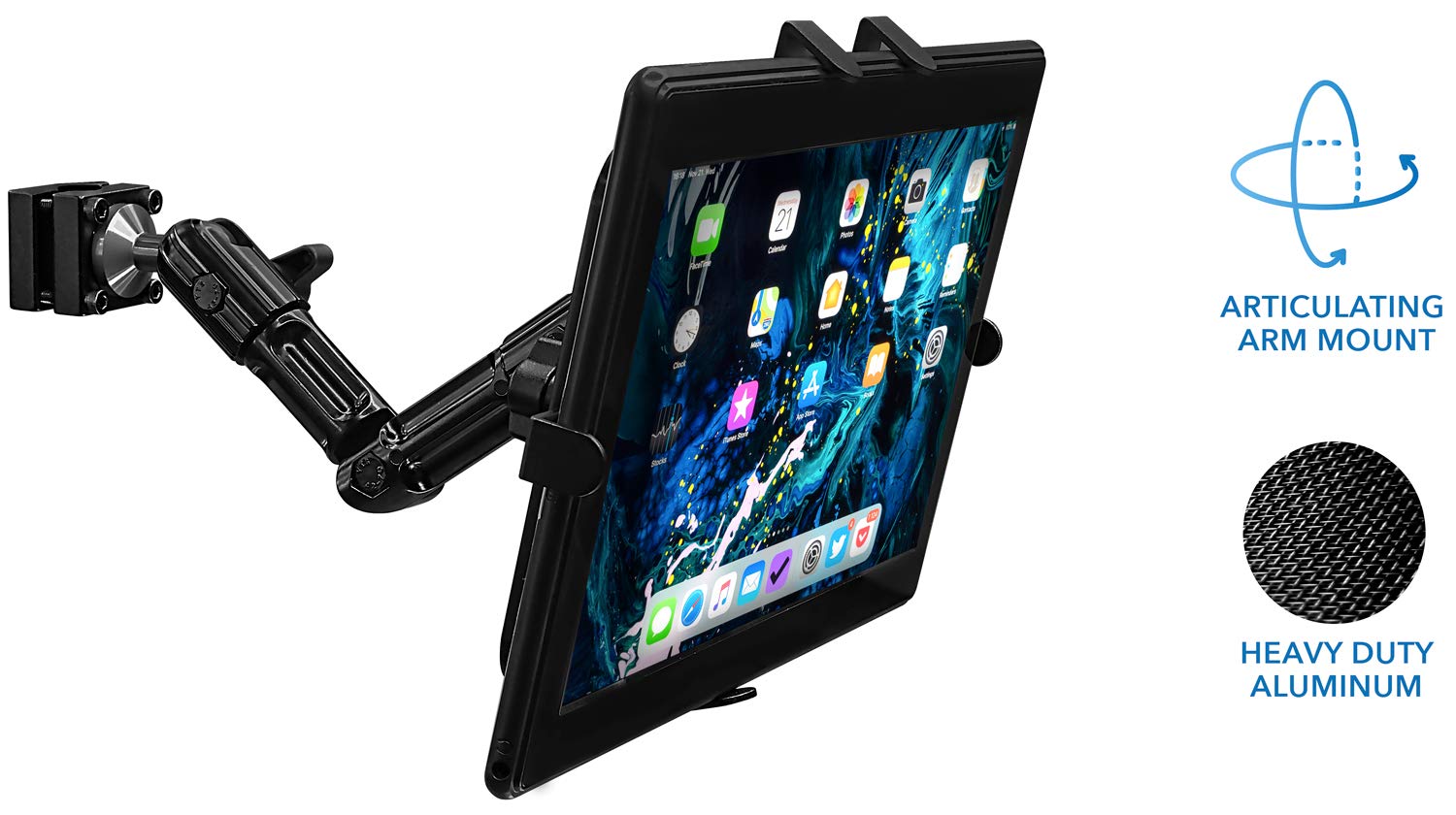 Premium Car Headrest Tablet Holder - Adjustable Aluminum Mount for iPad 7, Galaxy Tab, Fire Tablets | Heavy Duty Vehicle Accessory for Road Trips & Backseat Entertainment (MI-7310)