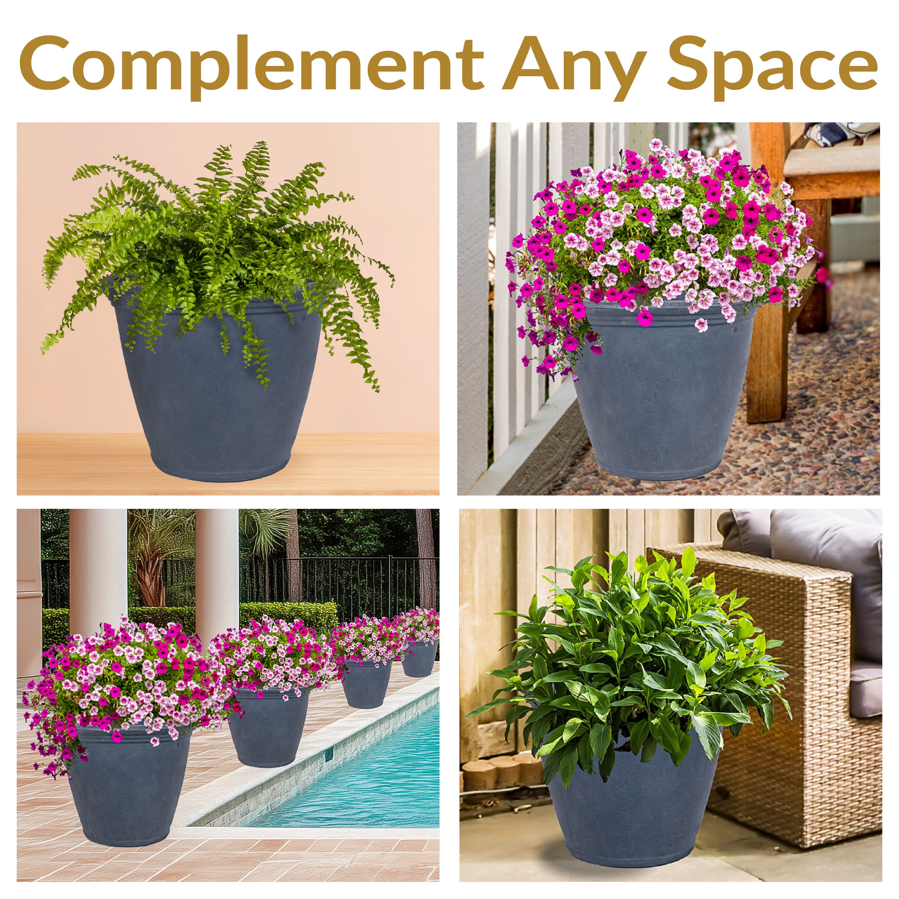 Sunnydaze Anjelica Polyresin Outdoor Flower Pot Planter - Durable Garden Decor for Patio, Balcony & Yard - Perfect for Flowers, Plants & Home Landscaping