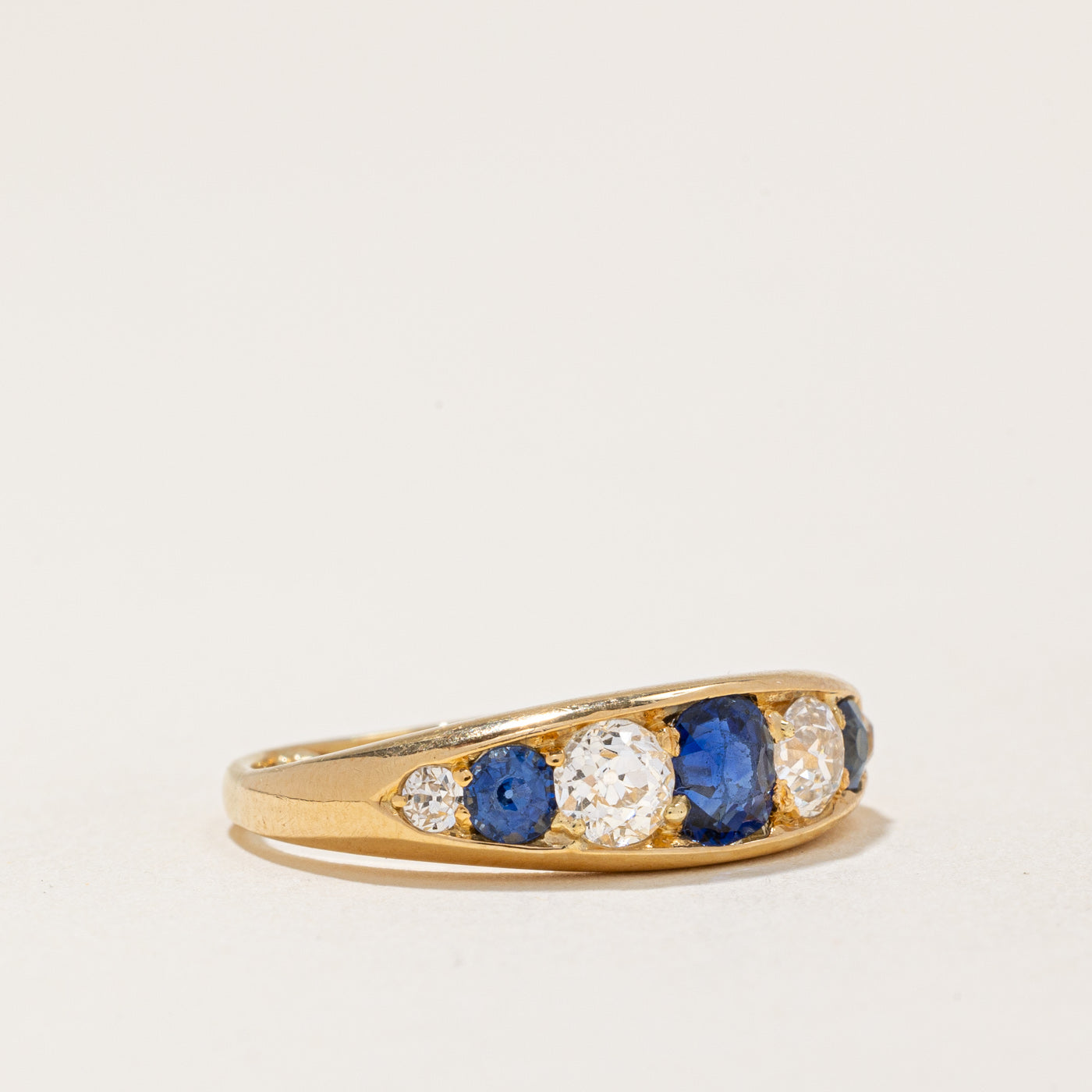 Vintage 1981 London Sapphire and Diamond Ring - 0.80ctw Blue Sapphire & 0.65ctw Diamond - Size 6.25 - Elegant Antique Jewelry for Weddings, Anniversaries & Special Occasions
