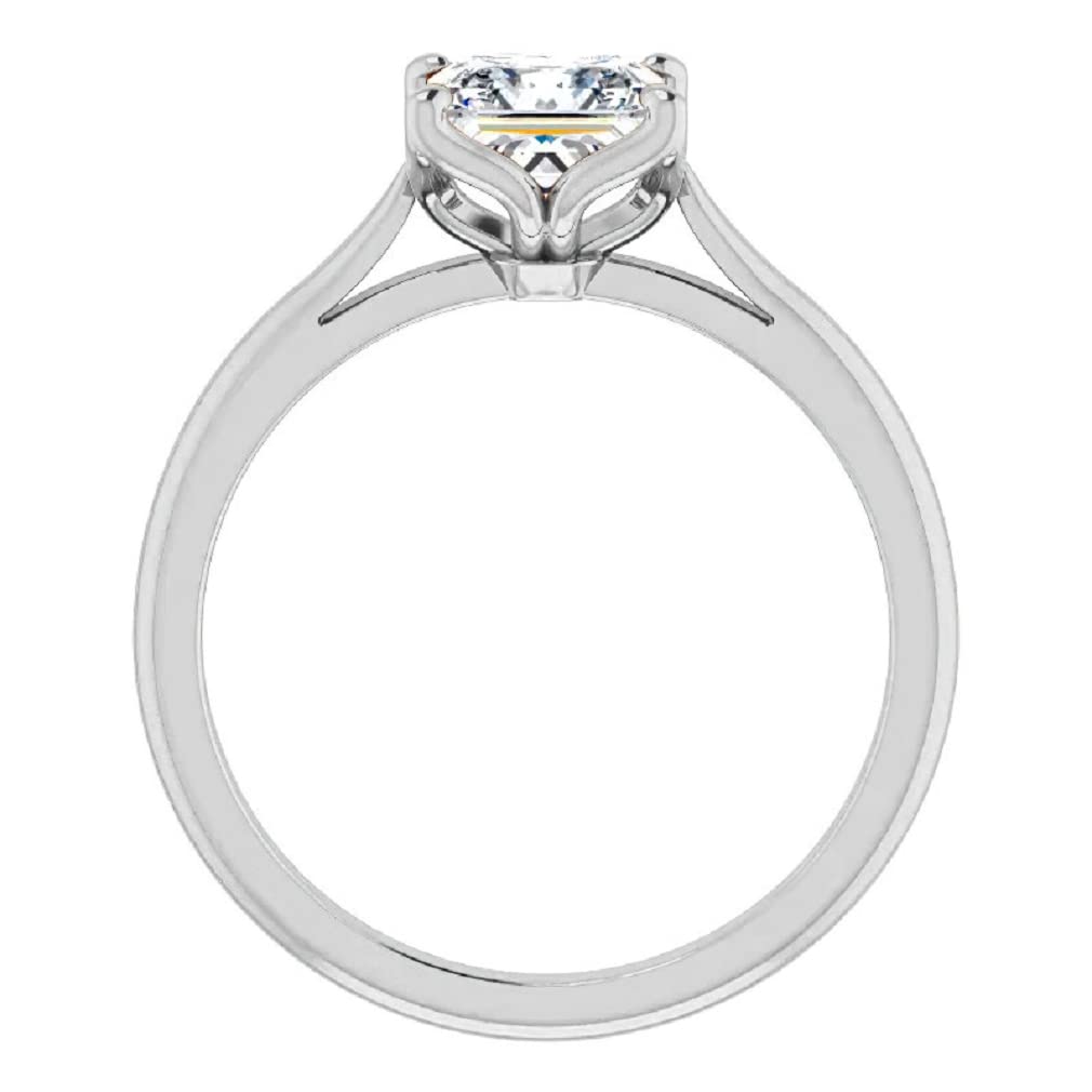 10K Solid White Gold Handmade Engagement Ring Set - 1.0 CT Princess Cut Moissanite Solitaire Wedding Band for Women, Bridal Jewelry Gift for Her - Perfect for Proposals, Anniversaries & Special Occasions