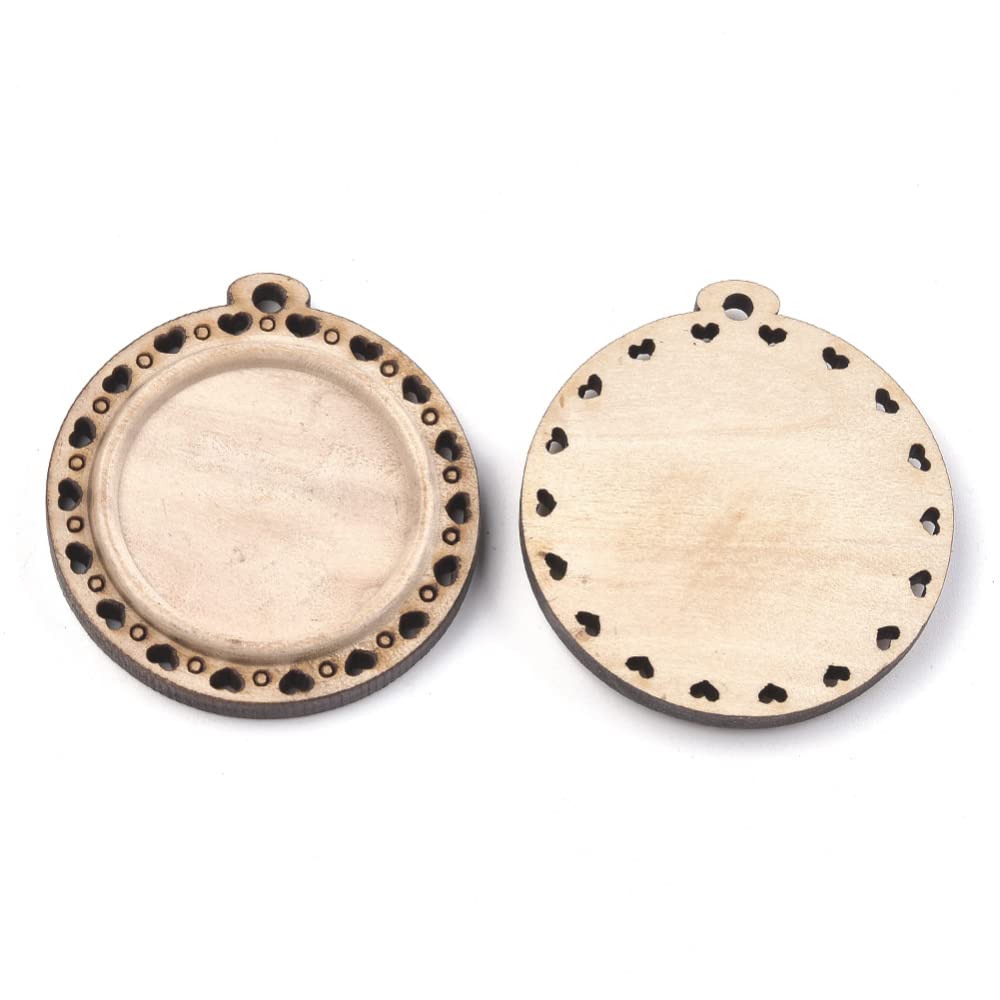 Wooden Pendant Tray Bezels - 25x18mm Blank Wood Cabochon Setting Base for Jewelry Making - DIY Cameo, Photo, Glass & Gemstone Jewelry Supplies - Perfect for Necklaces, Bracelets and Craft Projects