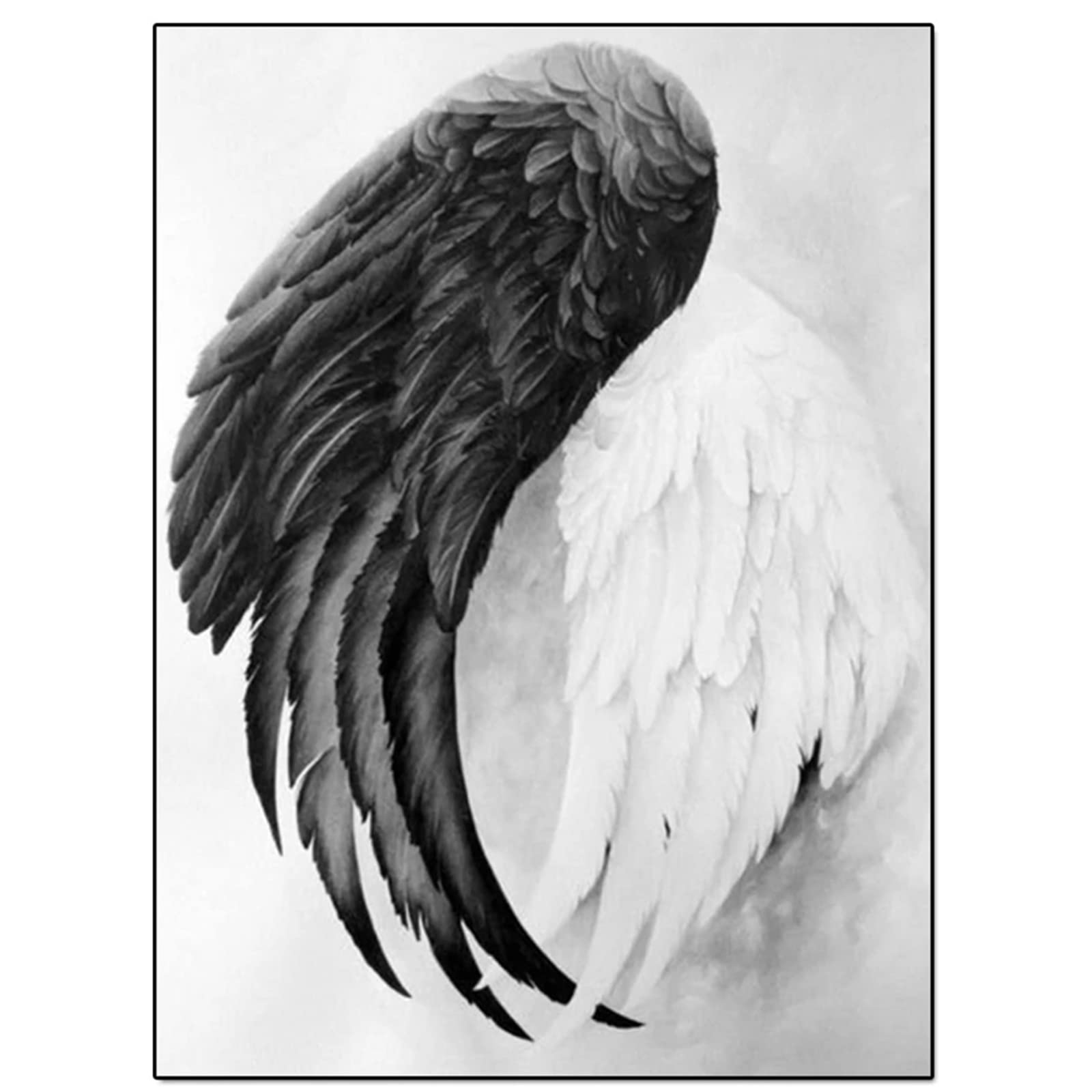 5D Diamond Painting Kit - Black White Wings DIY Cross Stitch Art for Adults & Kids | Diamond Embroidery Canvas 70x90cm (28x36in) | Perfect Gift & Home Wall Decoration for Living Room, Bedroom, Office
