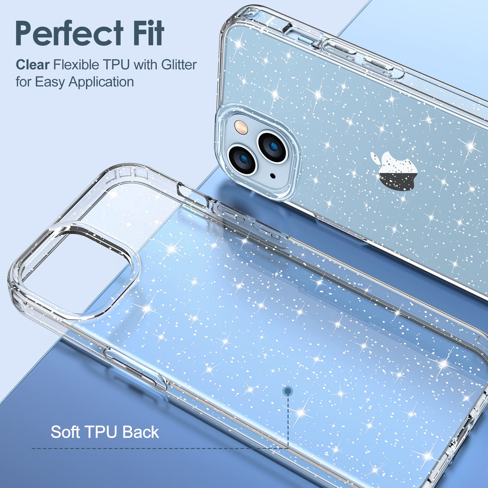 Hython Glitter Case for iPhone 14 - Sparkly Clear Bling Shockproof Protective Phone Cover | Cute Slim Fit TPU Case for Women & Girls | Anti-Scratch & Durable | Perfect for Everyday Use, Parties & Gifting