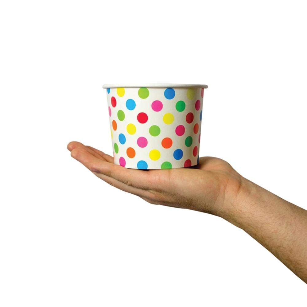 UNIQ 1000-Count 16 oz Polka Dot Paper Ice Cream Bowls - Rainbow Color Disposable Bowls for Hot/Cold Foods - Perfect for Ice Cream Bars, Frozen Desserts, Parties & Catering