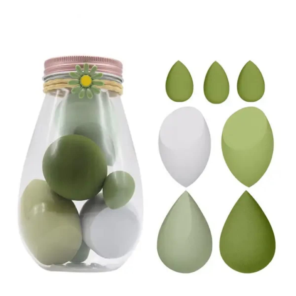 Premium FeelHigh Makeup Sponge Set - 7 Piece Beauty Blender Kit with Egg Case (Green) | Soft Cosmetic Sponges for Flawless Foundation & Concealer Application | Perfect for Professional Makeup Artists & Everyday Use