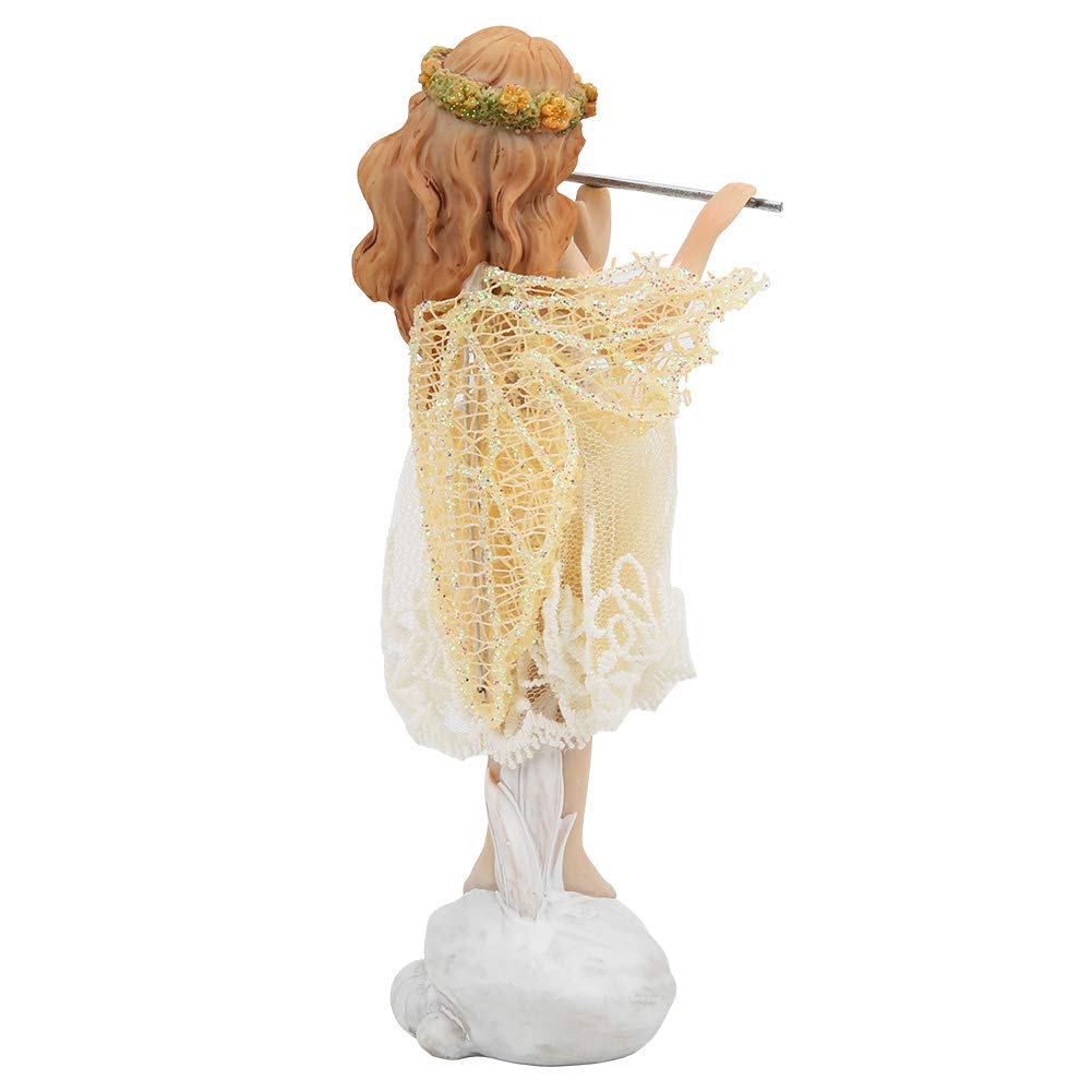 Flower Fairy Playing Flute Figurine - Elegant Desk Decor for Home, Office & Party | Perfect Gift for Fairy Lovers & Home Decor Enthusiasts | Ideal for Bookshelf, Mantel & Wedding Centerpiece Decorations