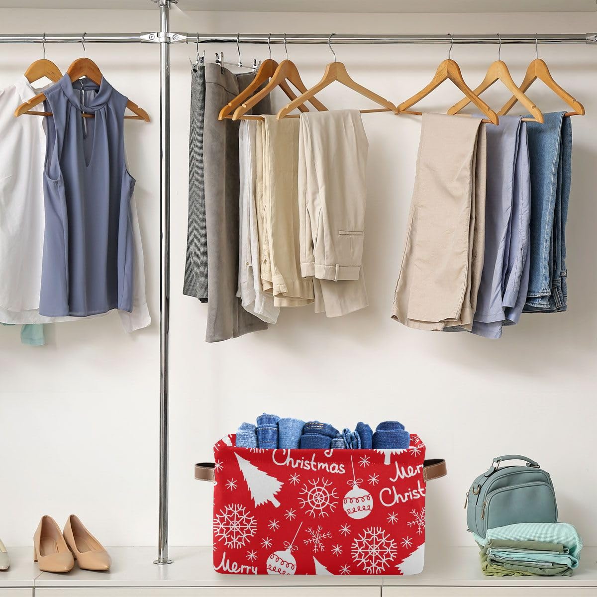 Large Collapsible Storage Baskets with Handles - Foldable Cube Laundry Organizer Bin for Nursery, Home, Office & Pantry - Perfect for Holiday Decor, Christmas Storage & Home Organization
