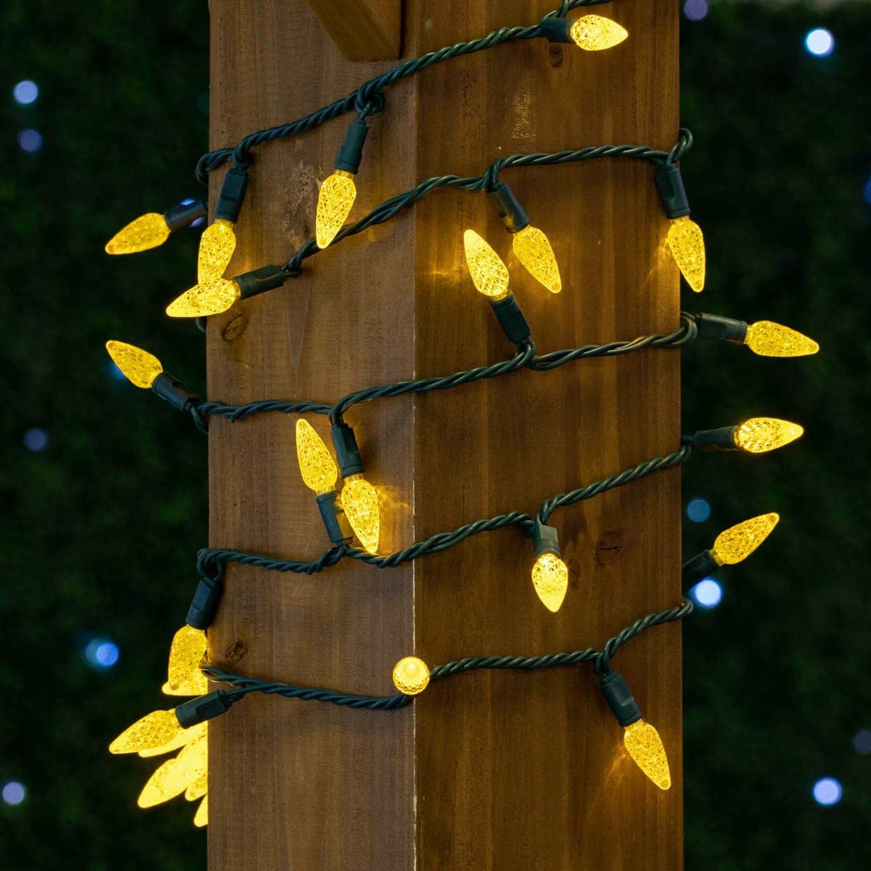70 LED C6 Christmas String Lights 24FT - Commercial Grade Outdoor Waterproof Fairy Lights for Christmas Tree, Yard, Patio, and Permanent Holiday Decorations (Yellow) - Perfect for Home, Garden, and Party Decor