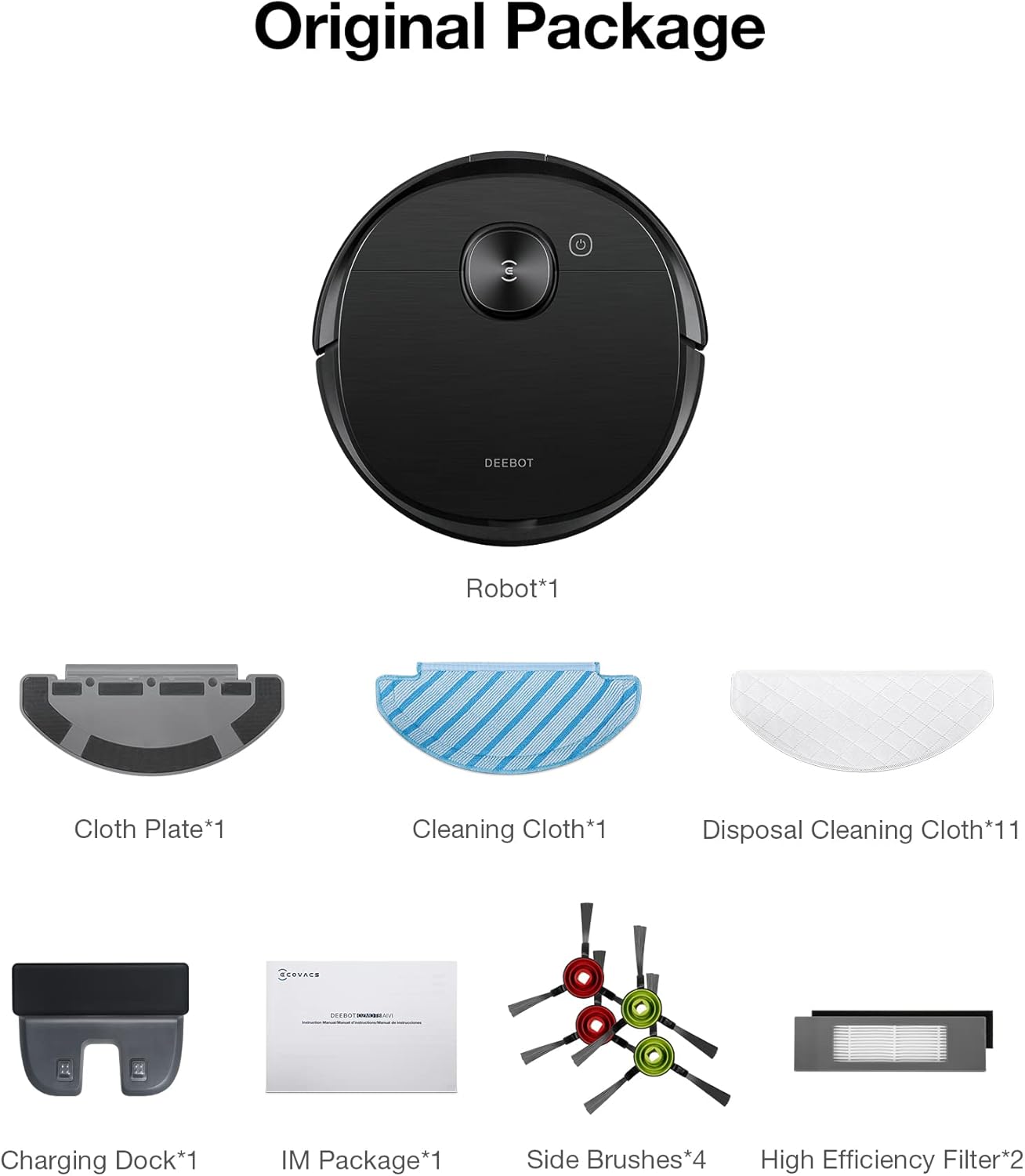 Ecovacs DEEBOT OZMO T8 AIVI Robot Vacuum and Mop Combo - Smart AI Laser Mapping, Object Recognition, Live Video Monitoring, 180min Runtime - Ideal for Hardwood Floors, Carpets & Pet Hair Cleaning (Black)