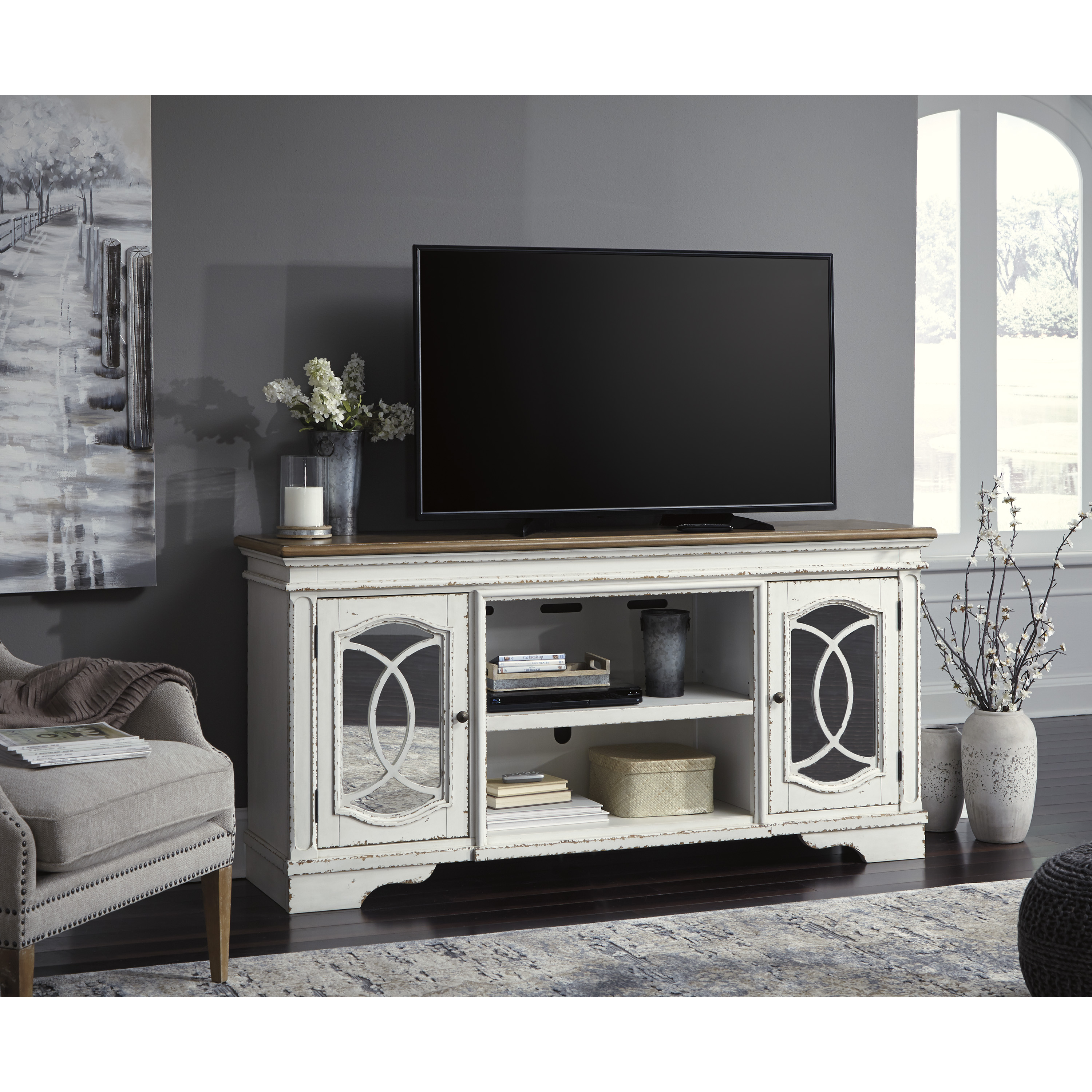 Modern TV Stand with Storage Shelves - Sturdy Wooden Entertainment Center for Living Room, Bedroom - Fits Flat Screen TVs up to 65