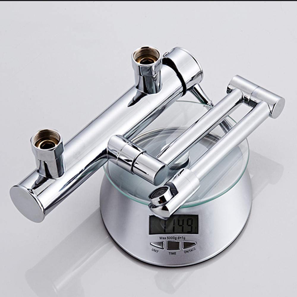 Wall Mount Copper Telescopic Folding Kitchen Faucet - Hot & Cold Water, 360° Rotatable, Chrome Plated - Perfect for Small Kitchens, RVs & Outdoor Sinks