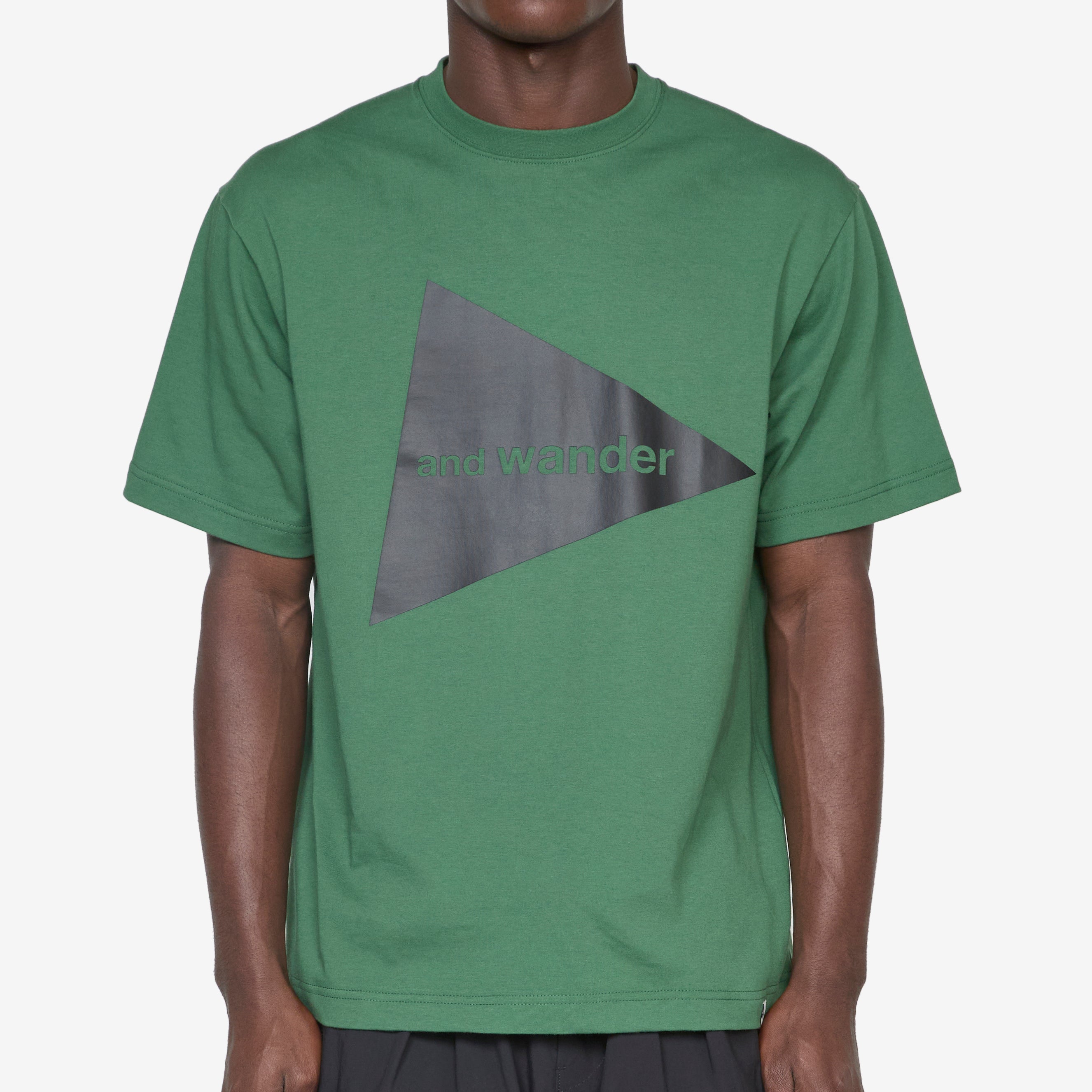 and wander Big Logo T-Shirt for Men - Green Cotton Casual Tee for Outdoor Adventures & Streetwear Fashion