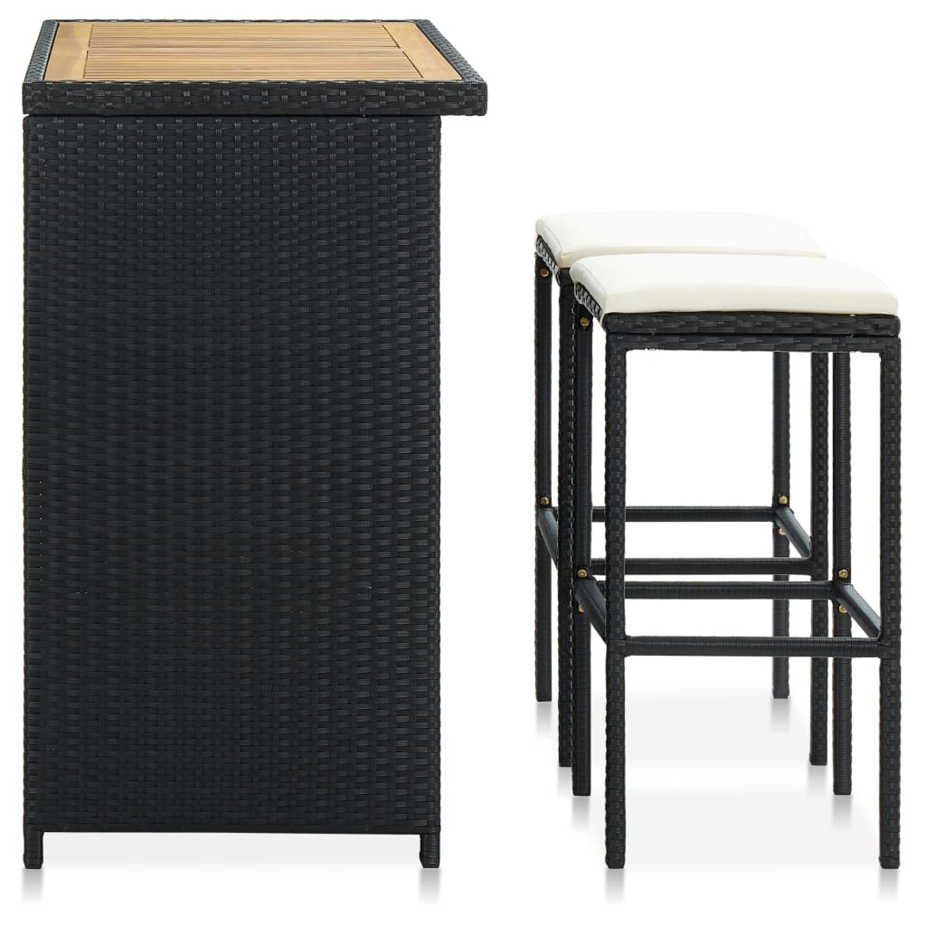 Stylish Avery Bar Set - Black Poly Rattan Outdoor Furniture for Patio, Garden, or Poolside Relaxation