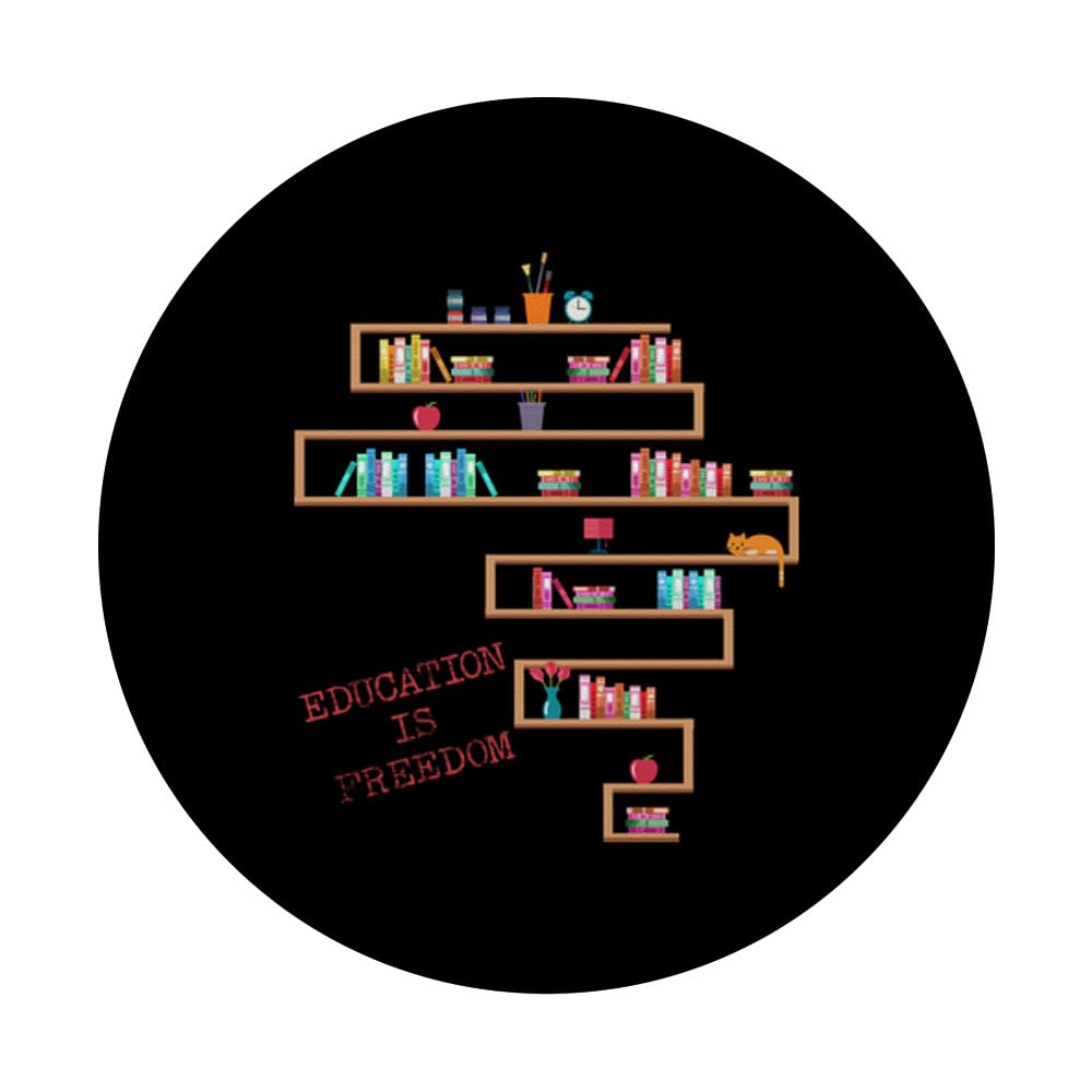 Africa Education Is Freedom Library Books Lover Readers Gift - PopSockets Standard PopGrip - Perfect for Book Lovers, Students & Educators - Ideal for Phones, Tablets & E-Readers