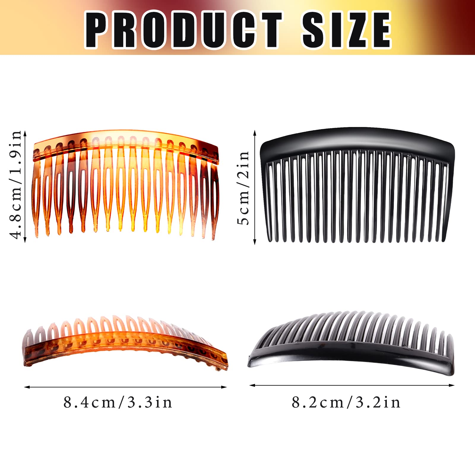 SUNNOW 12Pcs Hair Combs Slides - Plastic French Twist Decorative Hair Clips for Women & Girls (16 & 23 Teeth) - Black, Transparent & Brown Hair Accessories - Perfect for Weddings, Parties & Everyday Styling