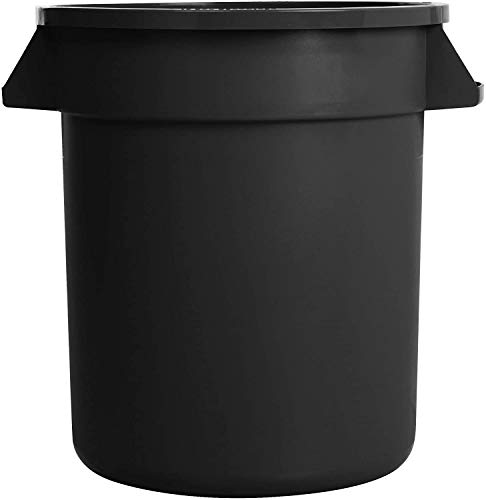 5 Pack 41 Qt (10 Gallon / 38L) Black Round Commercial Trash Cans - Heavy Duty Kitchen Waste Baskets for Restaurant, Office & Home Use - Perfect for Recycling, Composting & Food Storage