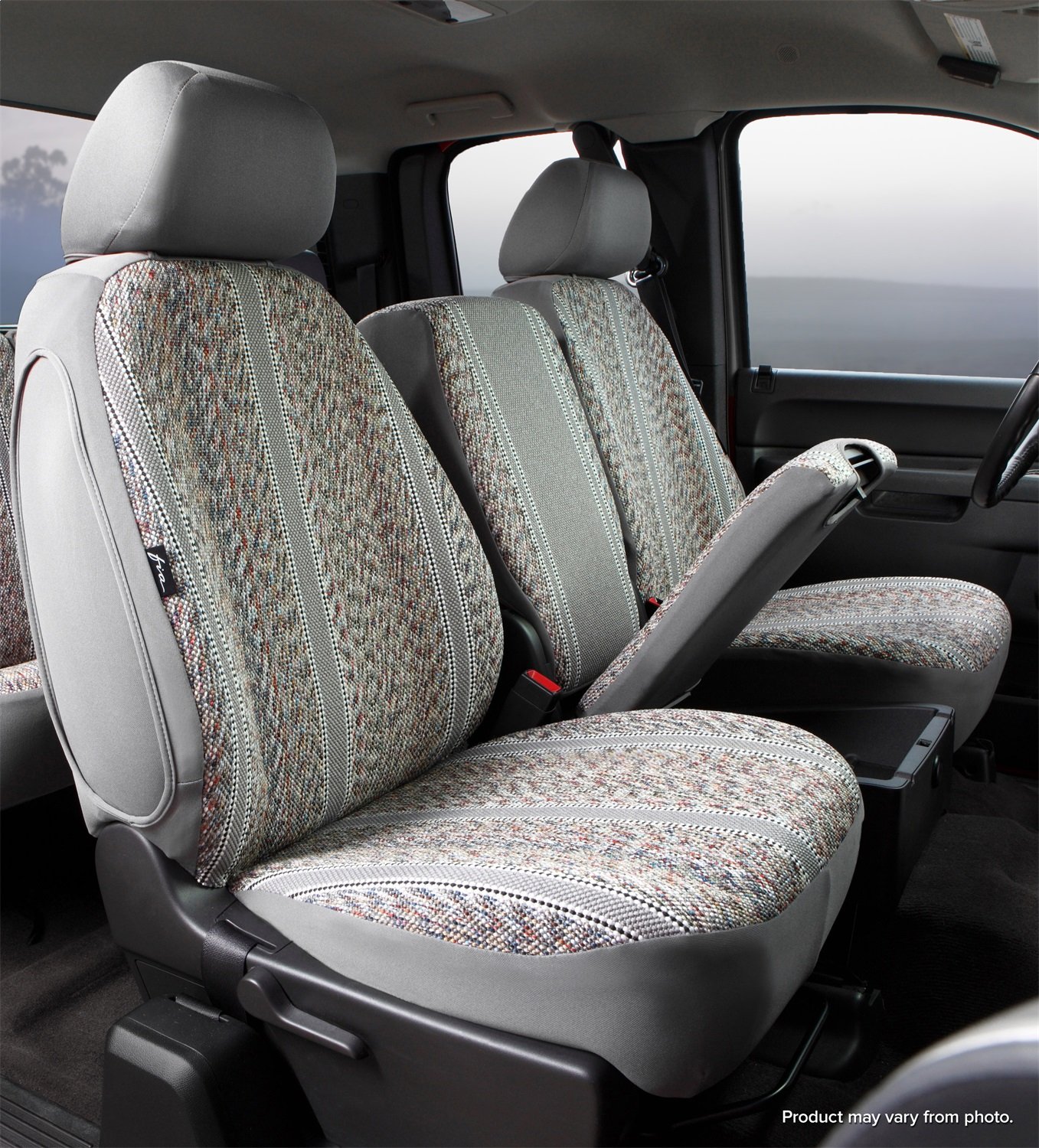 Fia TR49-40 Gray Custom Fit Front Seat Cover 40/20/40 Split Seat - Saddle Blanket Style for Trucks & SUVs | Durable Protection & Stylish Upgrade for Drivers