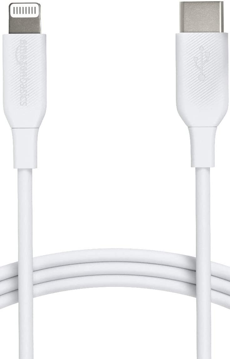 Amazon Basics MFi Certified USB-C to Lightning Cable (3ft, White) - Fast Charging Cord for iPhone 14/13/12/11/X/Xs/Pro/Max/Plus & iPad - Perfect for Home, Office & Travel Charging