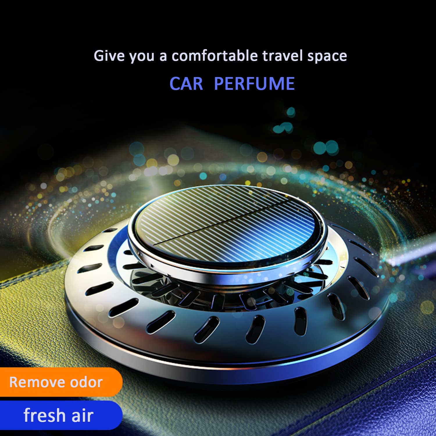 Kwak's Solar-Powered Car Air Freshener with Rotating Aromatherapy Diffuser & 4 Essential Oil Refills - Freshen Your Vehicle Naturally | Perfect for Commutes, Road Trips & Office Parking