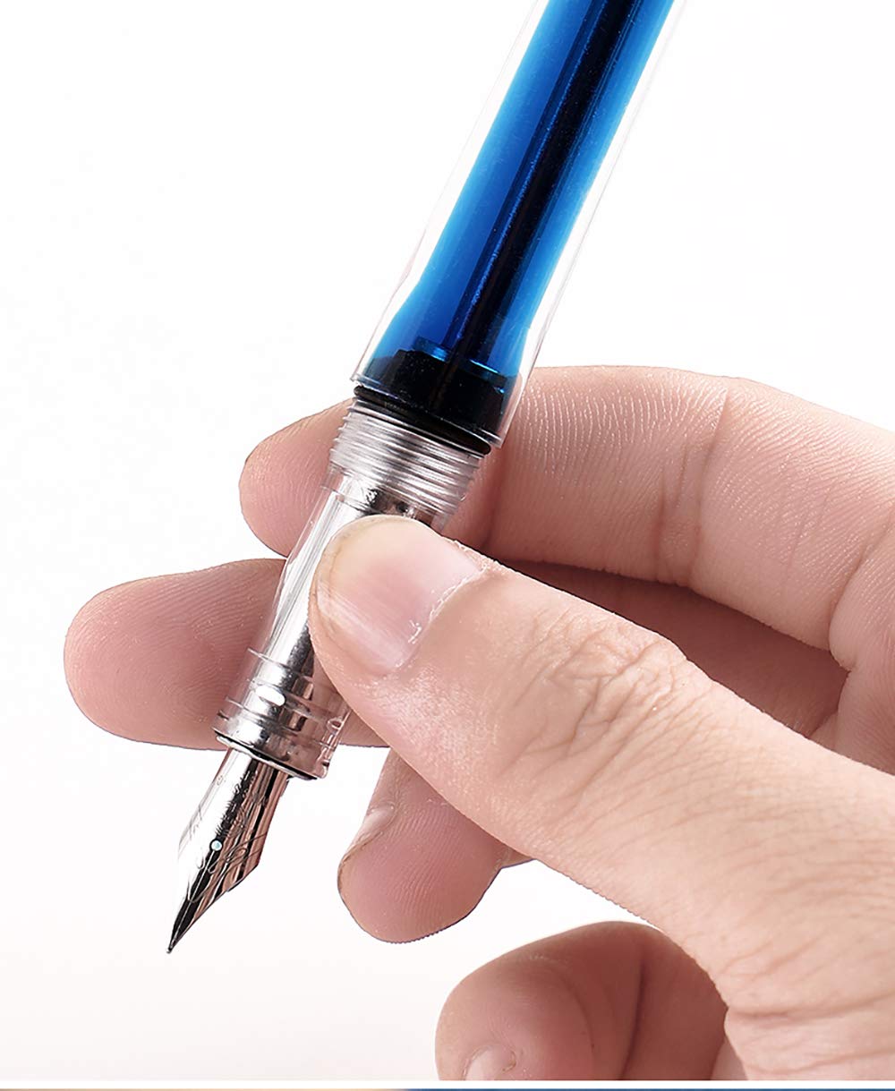 Lanxivi 3-Pack Transparent Fountain Pens - Fine Nib for Smooth Writing - Office & Calligraphy Use