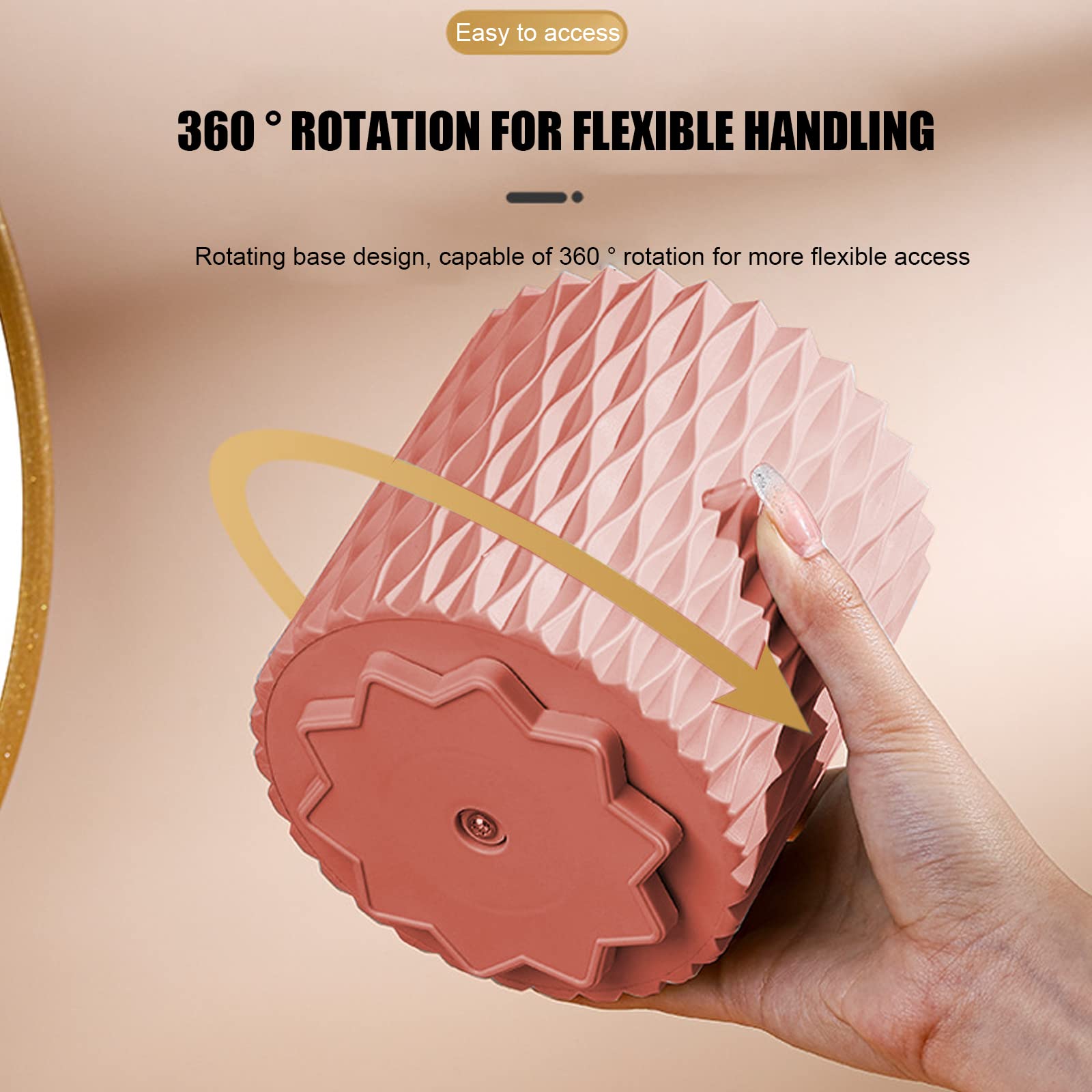 360° Rotating Makeup Brush Holder - Large Capacity Cosmetic Organizer with Rotating Base, Pink Vanity Desk Organizer for Brushes, Pens & Beauty Tools | Perfect for Makeup Vanity, Bathroom Counter & Office Desk Organization