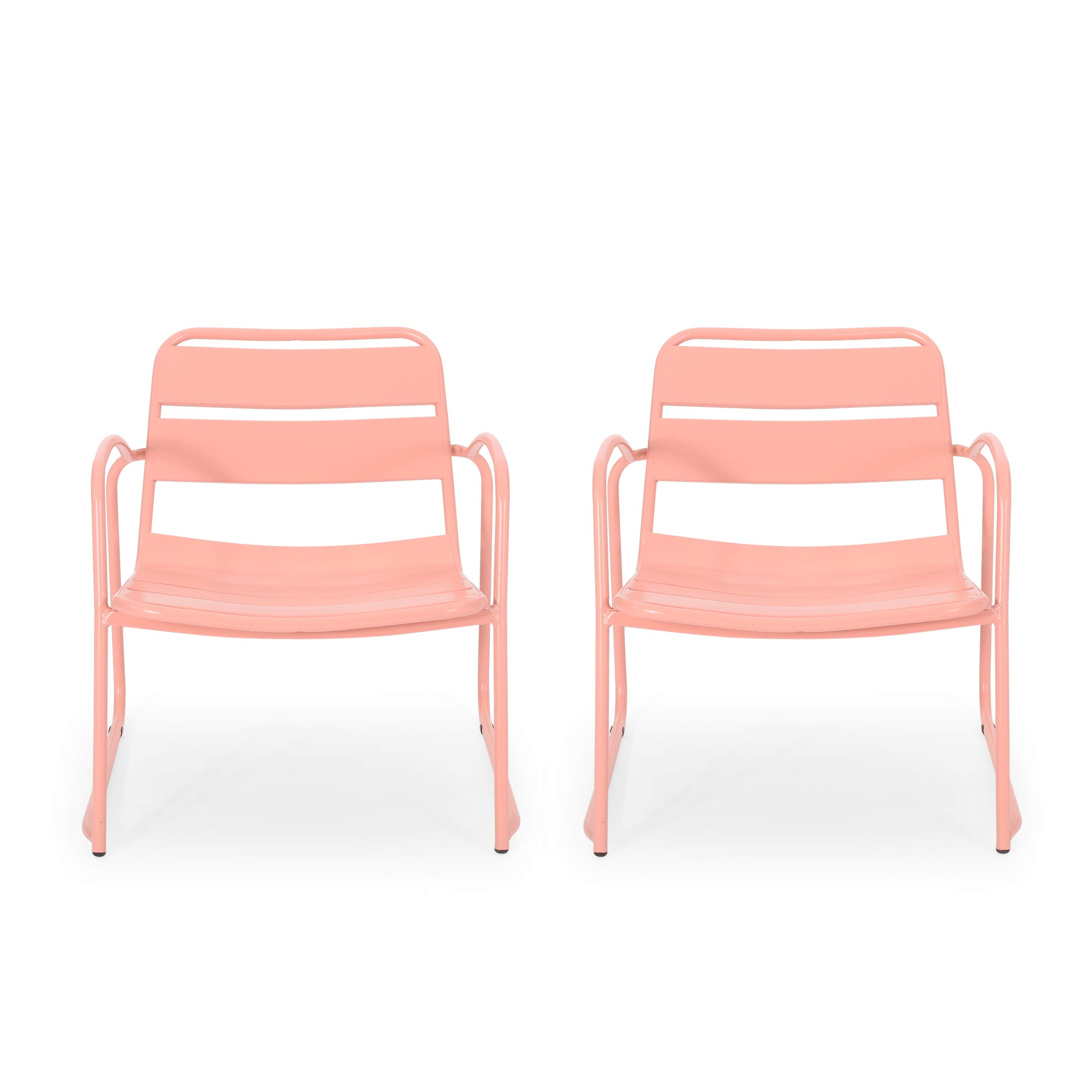 GDF Studio Outdoor Dining Chairs (Set of 2) - Matte Coral Patio Furniture for Garden, Poolside, Backyard & Restaurant Use