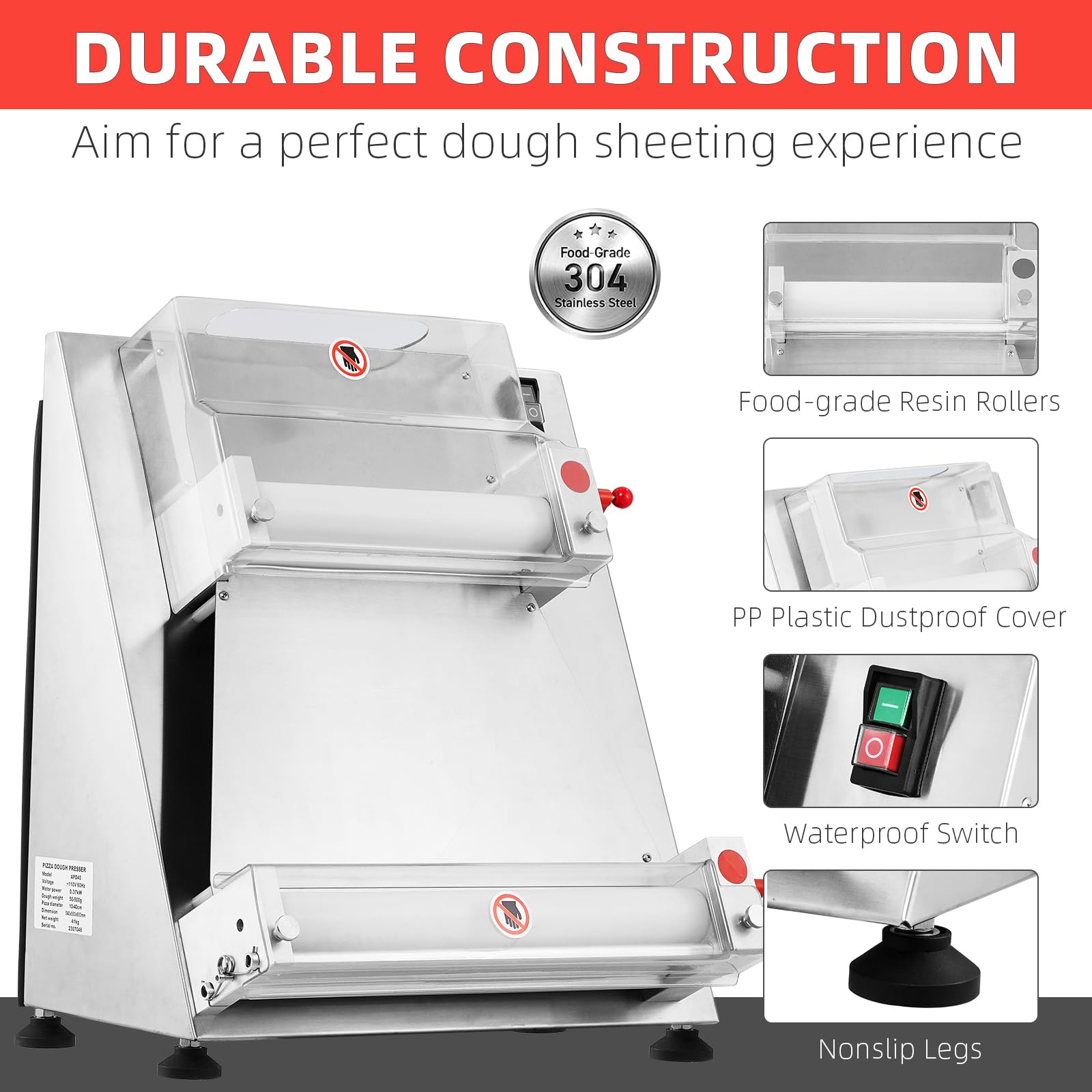 Commercial Pizza Dough Roller Sheeter Machine - 24.8