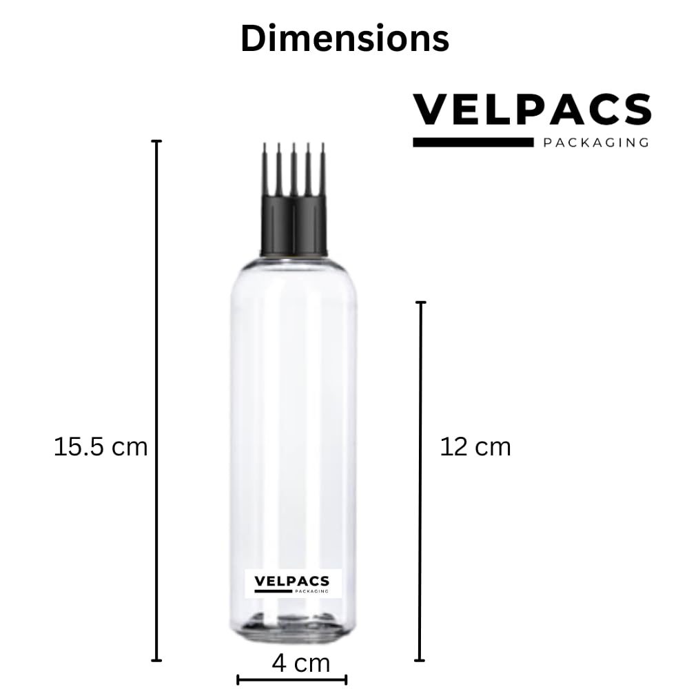 VELPACS 200ml Empty Plastic Bottle for Hair Oil, Rosemary Tea, Hair Color & Shampoo | Travel-Friendly Hair Root Applicator with Comb Head | Perfect for DIY Hair Treatments & On-the-Go Use (Pack of 3)