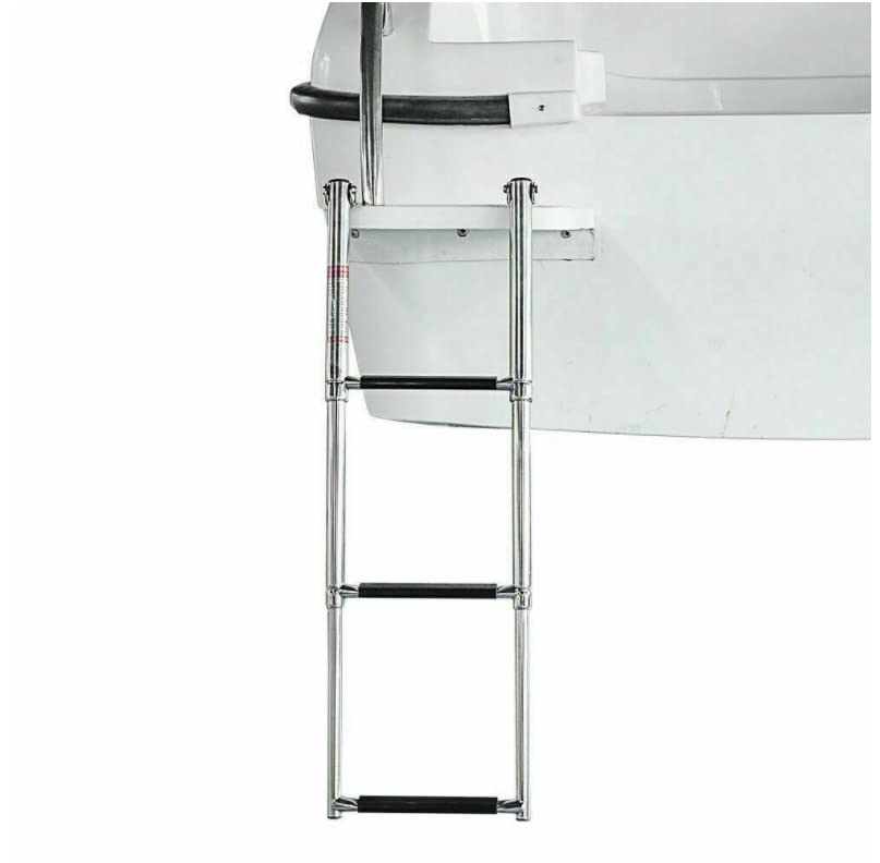3 Step Boat Ladder - 304 Stainless Steel Folding Dive Ladder | Telescoping Dock Ladder for Marine Boat, Pontoon & Yacht | Perfect for Swimming, Diving & Water Sports