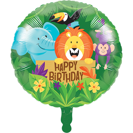 45cm Jungle Safari Foil Balloon - Happy Birthday Party Decorations for Kids, Baby Shower & Wild Animal Theme Events - Perfect for Birthday Parties, Baby Showers & Zoo-Themed Celebrations