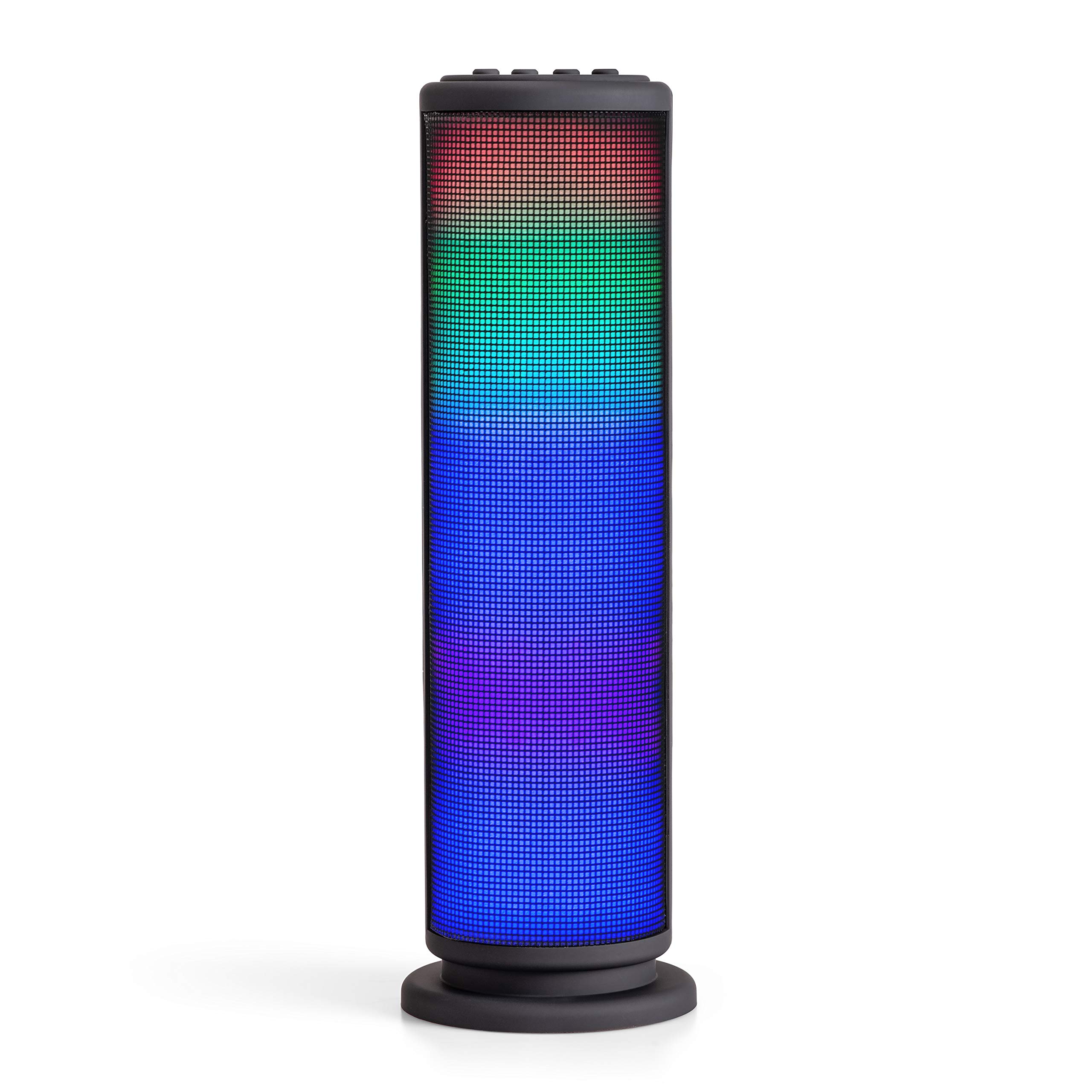 Riptunes Portable Bluetooth Speaker with Colorful LED Lights - Wireless Mini Tower Speaker, AUX-in, Micro SD, USB, FM Radio & Hands-Free Speakerphone (Black) - Perfect for Outdoor Parties, Beach Trips & Home Entertainment