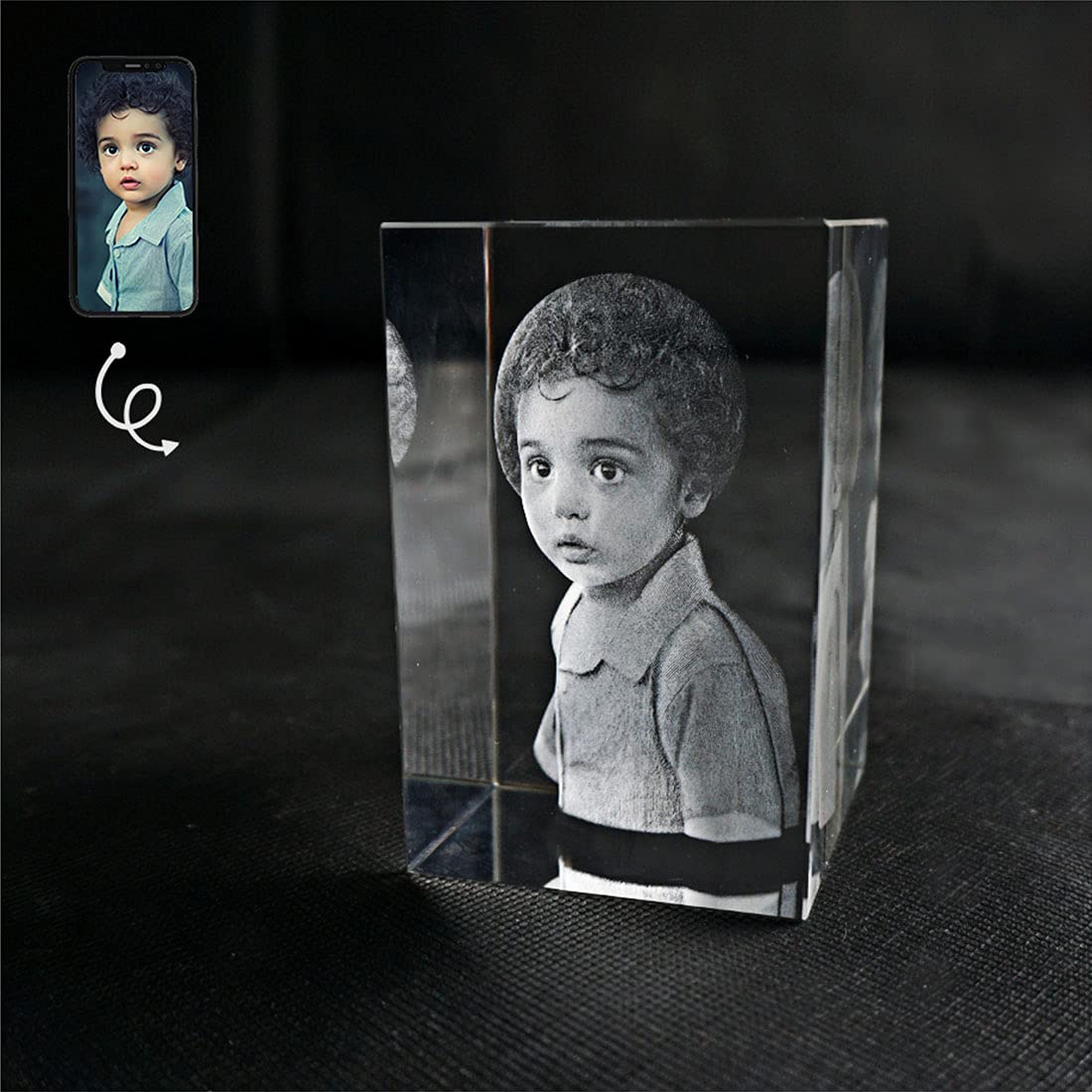 Personalized 3D Laser Engraved Crystal Photo Gift - Custom Rectangle XL Keepsake for Birthdays, Anniversaries, Weddings & Memorials | Perfect Mother's Day, Couple & Family Gift for Home Decor & Special Occasions