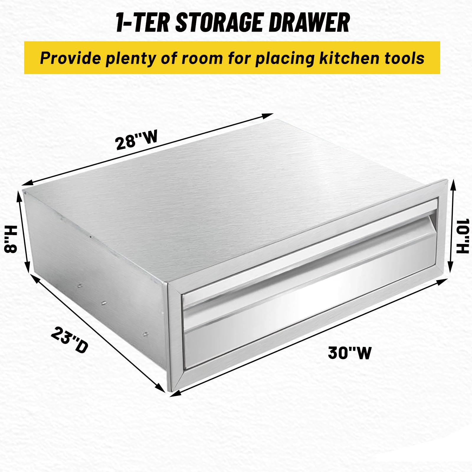 Stainless Steel Outdoor Kitchen Drawer with Partition - 30