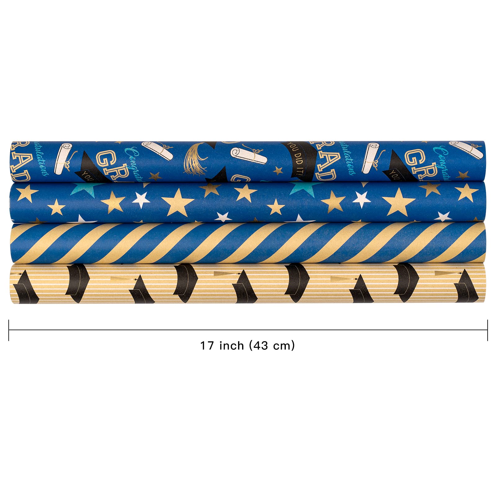 RUSPEPA Kraft Wrapping Paper Rolls - 17x10 Inch Mini Roll (4 Pack) - Eco-Friendly Gift Wrapping Paper for Graduation, Birthday & Party Decorations - Perfect for DIY Crafts, Scrapbooking & Present Wrapping