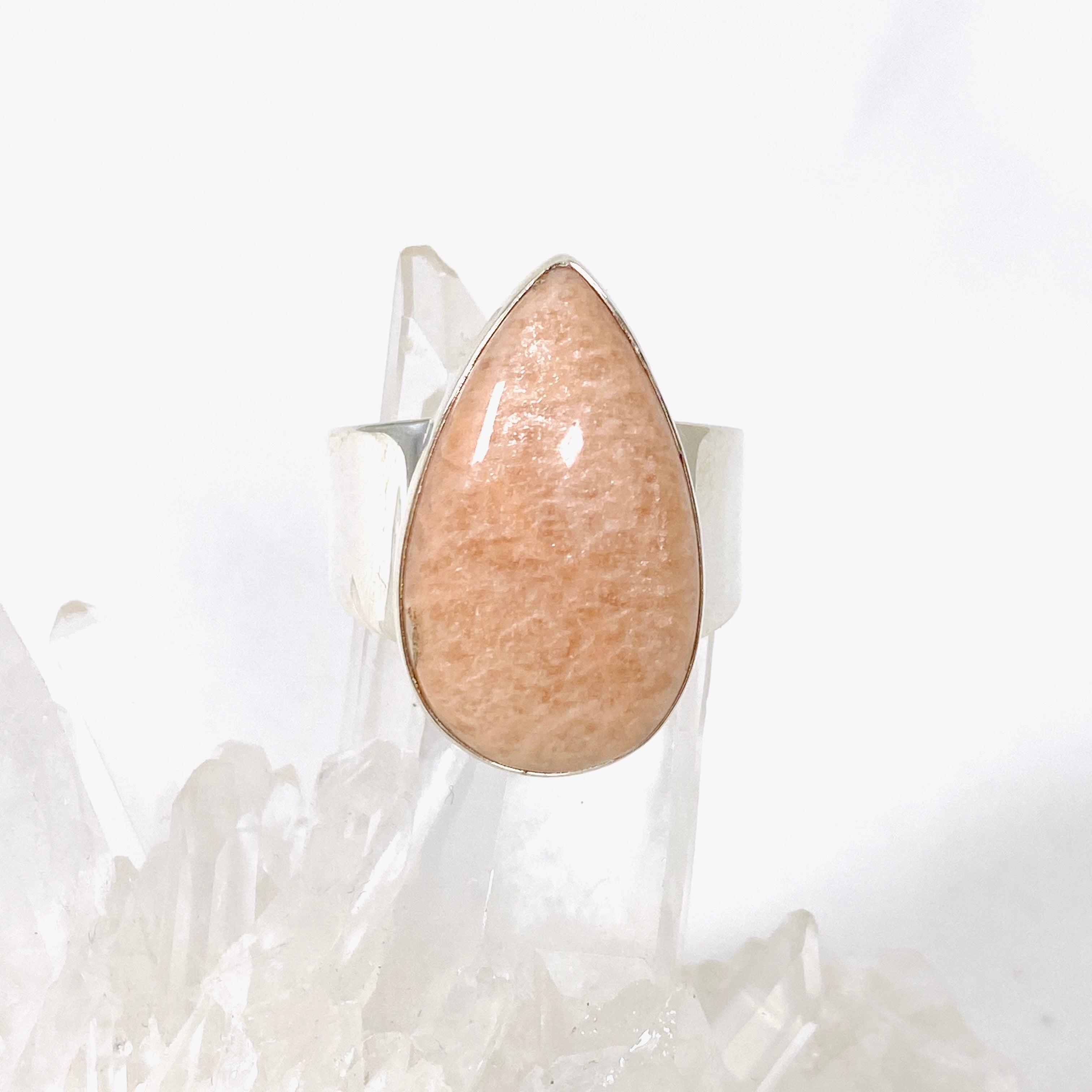 Pink Amazonite Teardrop Ring - Size 13 - KRGJ2899 - Elegant Jewelry for Women, Perfect for Weddings, Parties & Everyday Wear