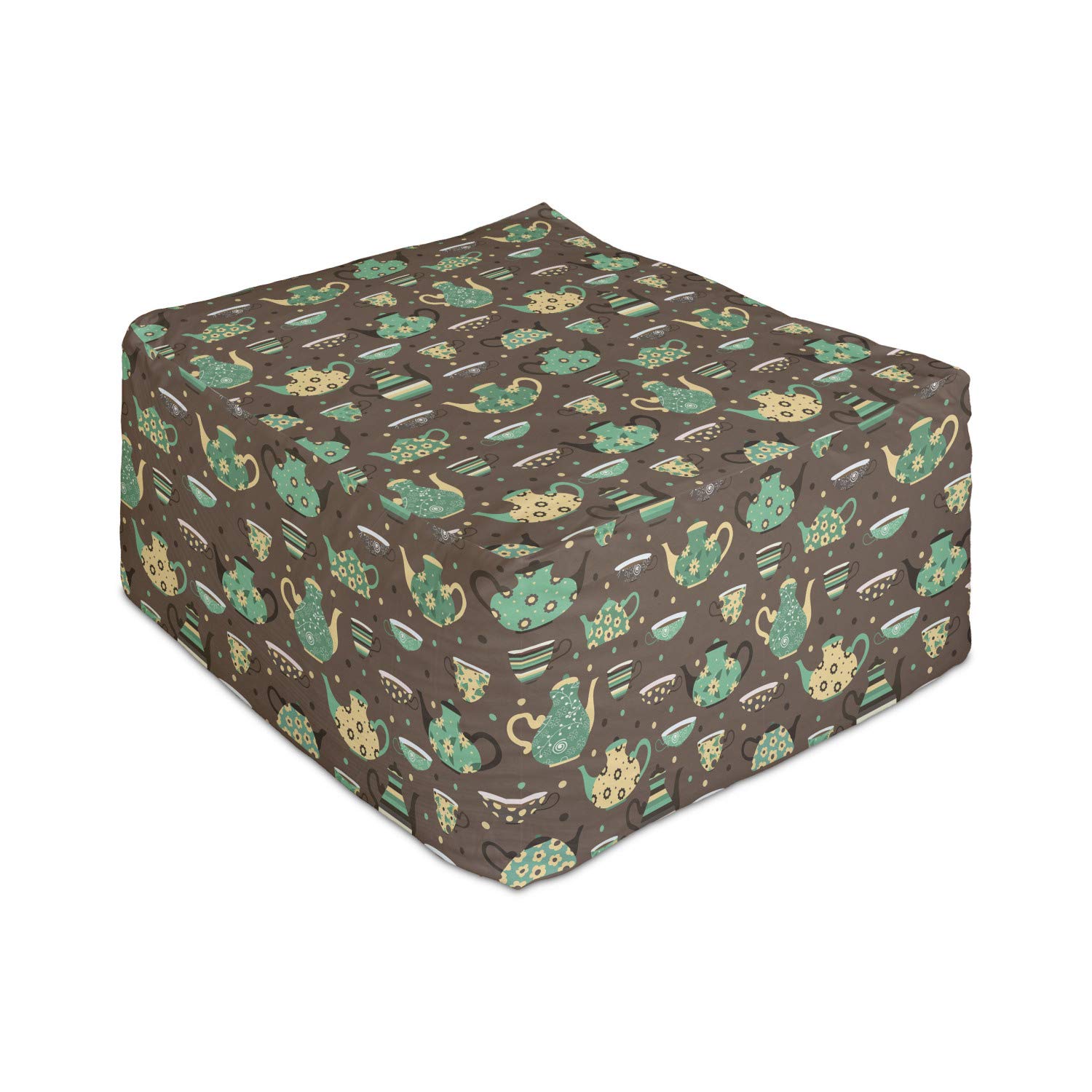 Ambesonne Floral Tea Party Rectangle Pouf Ottoman - 25