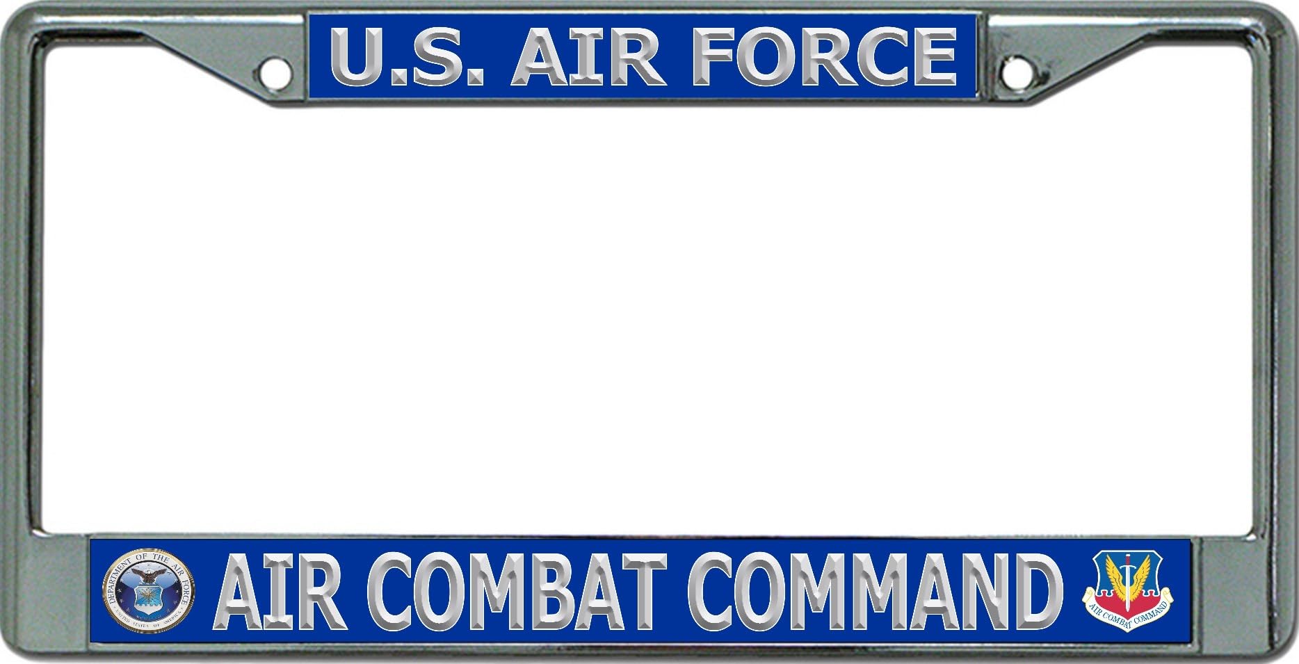 U.S. Air Force Air Combat Command Chrome License Plate Frame - Military Car Accessory for Veterans & Enthusiasts - Perfect for Trucks, Cars & Motorcycles