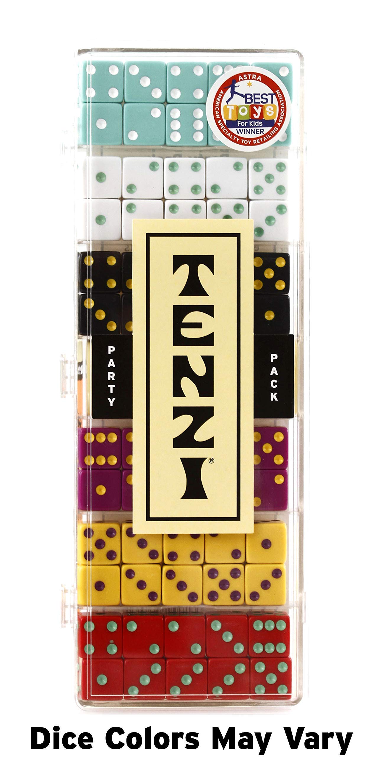 TENZI Party Pack Dice Game - Fast-Paced Family Fun with 6 Sets of 10 Multi-Colored Dice & Storage Case - Perfect for Game Nights, Travel, and Classroom Activities