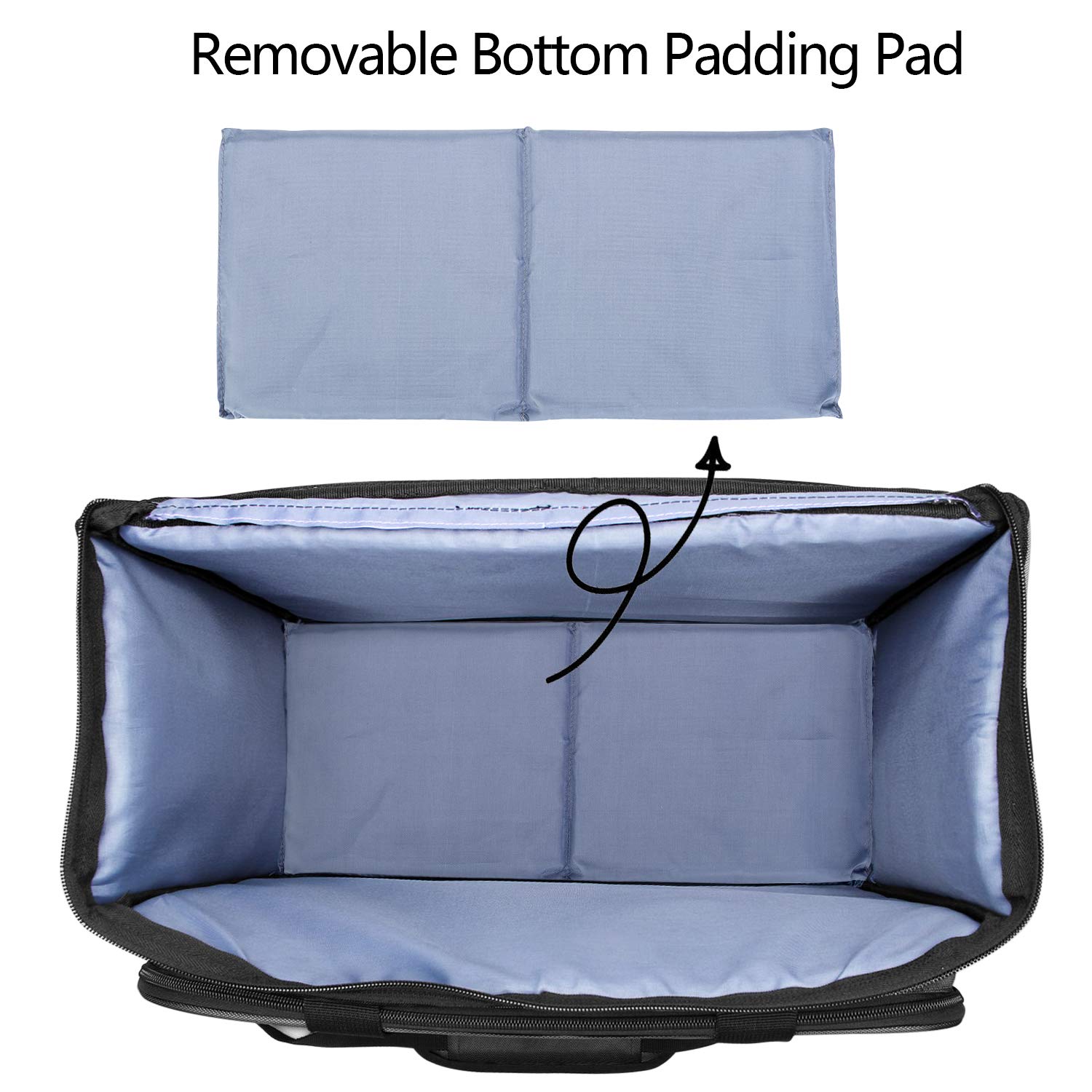 Luxja Rolling Sewing Machine Trolley Bag with Removable Pad - Portable Sewing Machine Case with Wheels for Singer, Brother & Janome - Perfect for Quilting, Crafting & Sewing Classes - Black Storage Organizer for Needles, Threads & Accessories