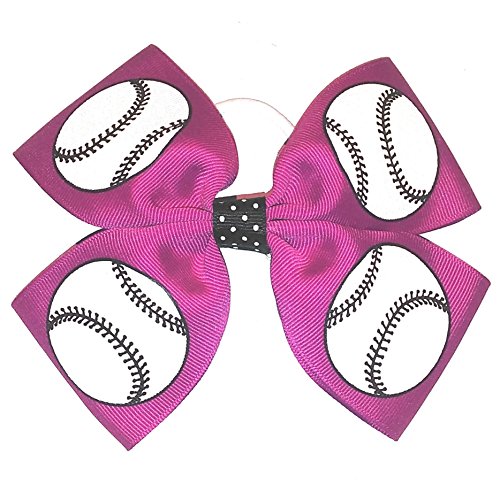 USA-Made Four Loop Softball Baseball Hair Bow - Berry & Multiple Colors - Perfect for Games, Practice & Team Spirit Accessories