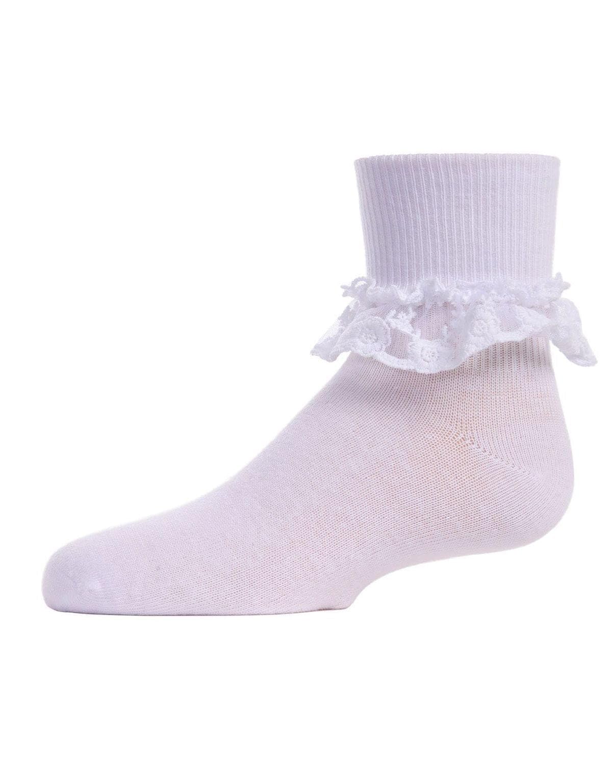 MeMoi Girls' Layered Lace Cotton Blend Anklet Socks - Cute & Comfortable No-Show Socks for School, Ballet, Dress Up & Everyday Wear