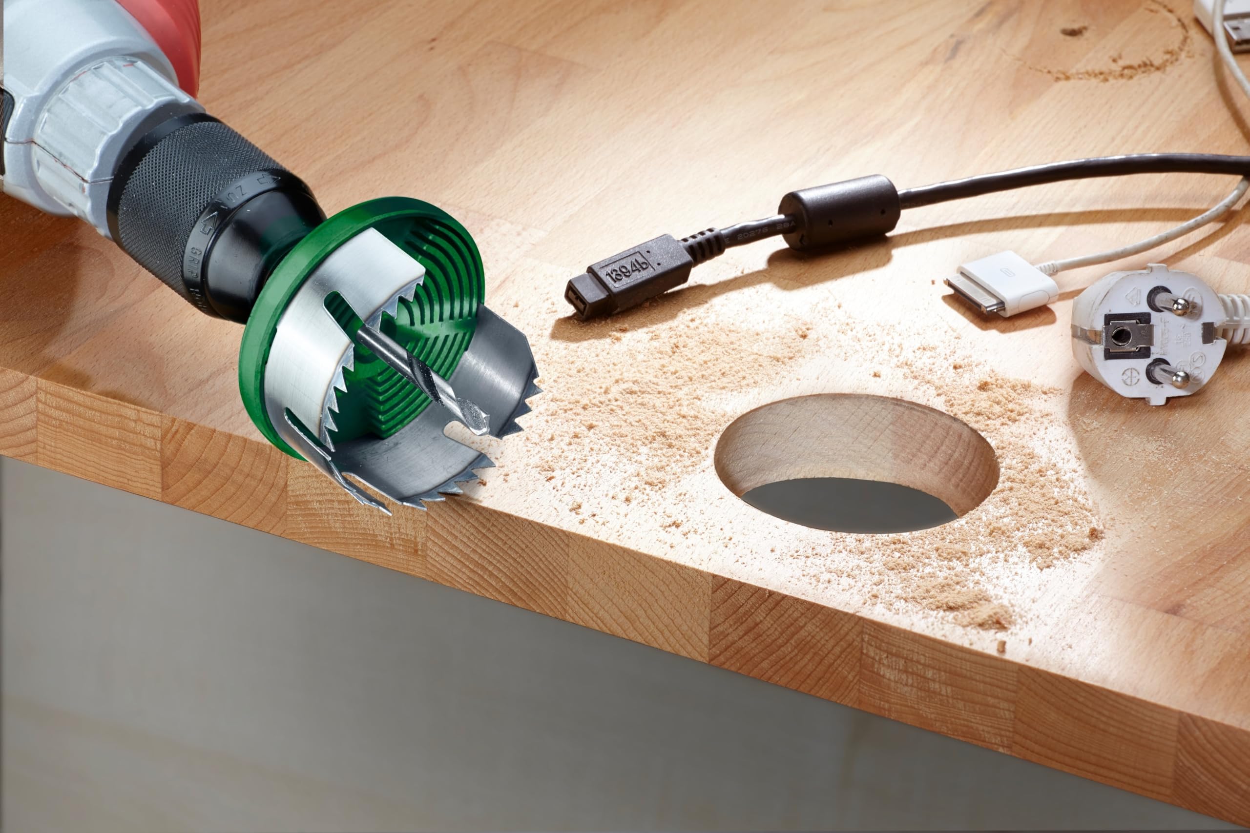 498720 AKKU-TOP Multi-Rim Hole Saw Kit - 7 Piece Set with Cordless Screwdriver Compatibility, 13mm Drill Chuck, Silver Finish (46-94mm Diameter) - Perfect for DIY Home Improvement, Woodworking & Metal Cutting Projects
