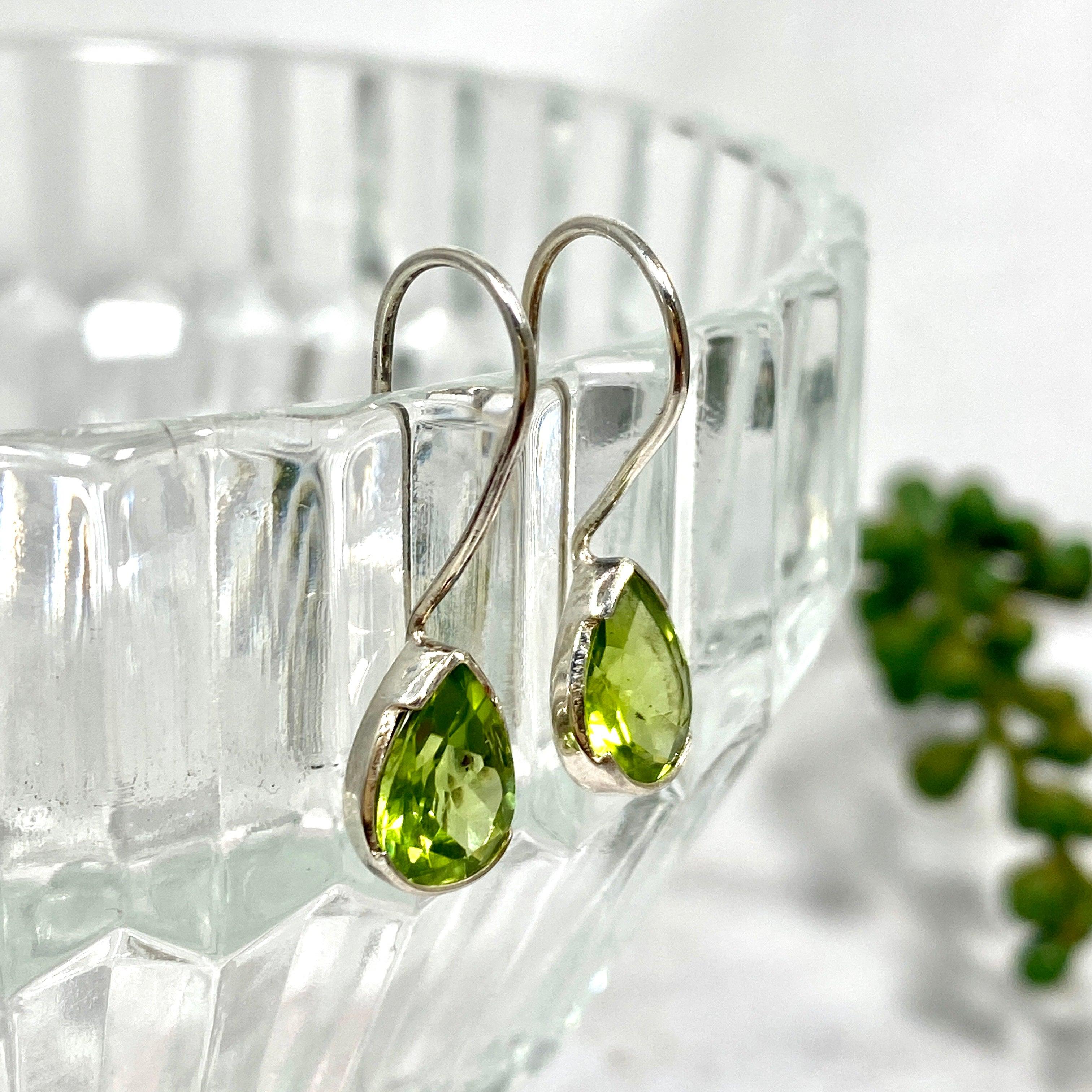 Peridot Faceted Teardrop Earrings - 14K Gold Plated Dangle Drop Earrings for Women, Gift for Her | Perfect for Weddings, Parties & Special Occasions