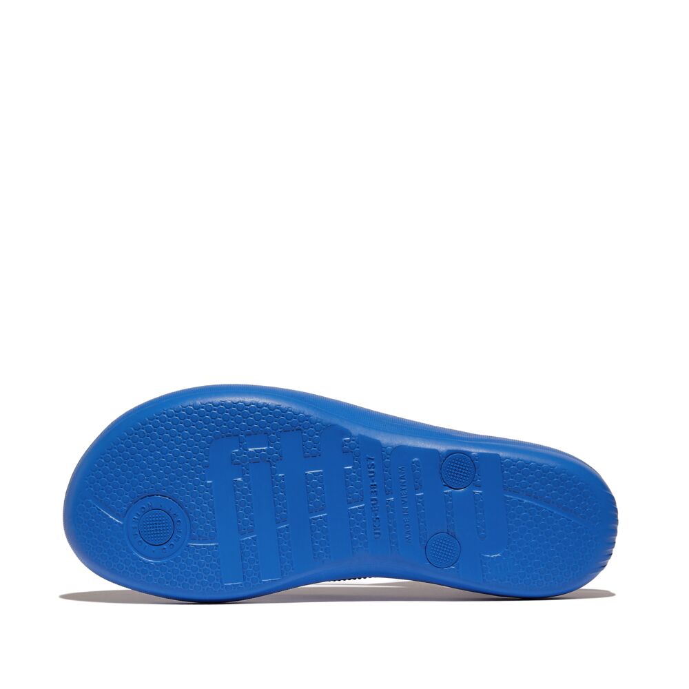 FitFlop Iqushion Sparkle Flip Flops Sandals for Women - Comfortable French Blue Glitter Beach Sandals with Arch Support | Perfect for Pool, Vacation & Summer Outfits
