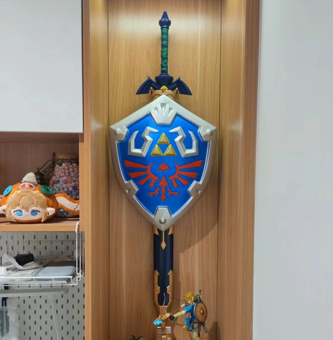 Authentic Replica Master Sword - Samurai Sword Collection for Decoration & Cosplay | Full Tang Blue Metal Sheath | Non-Sharp Anime Game Prop | Perfect for Skyward Sword & Japanese Themed Displays