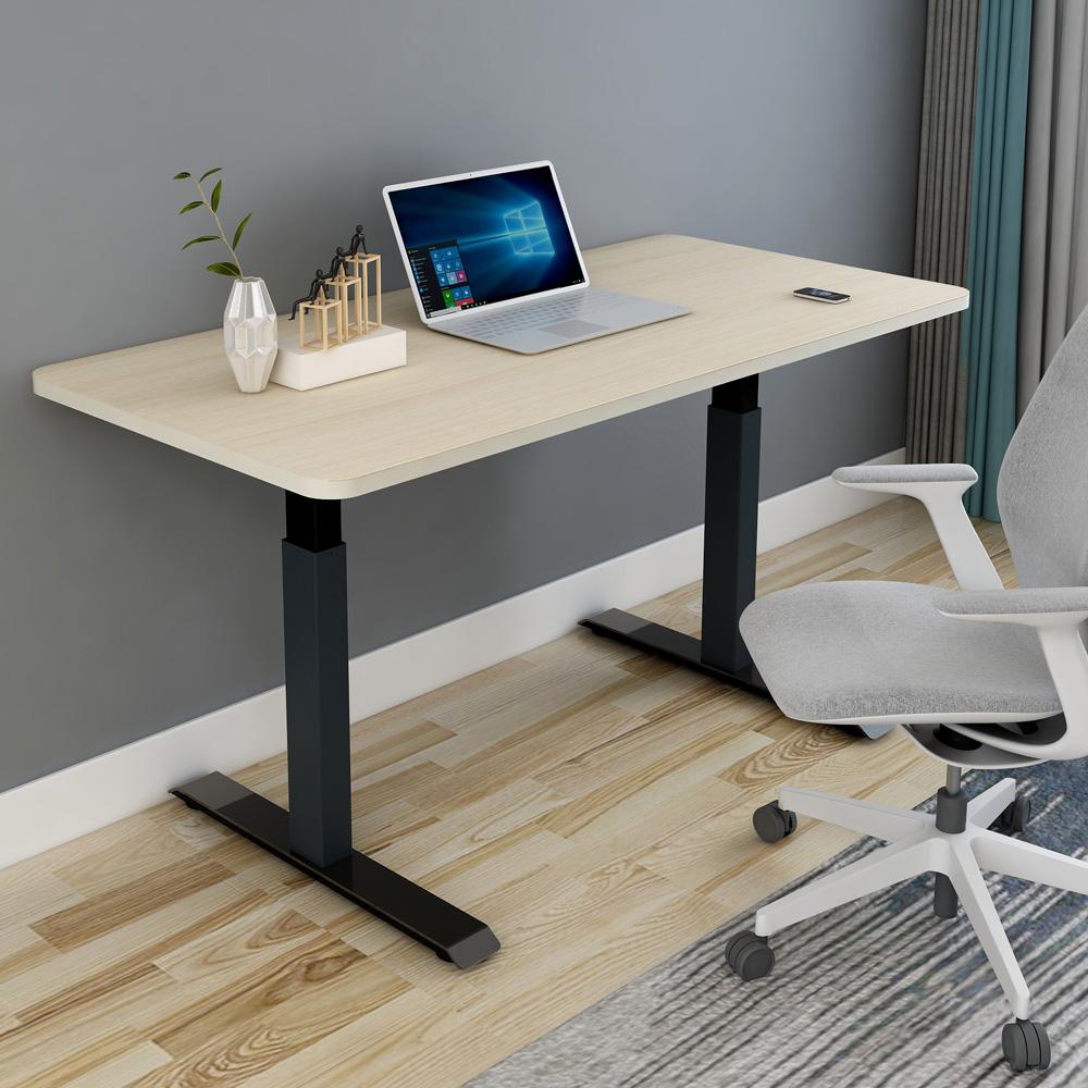 140cm Electric Height Adjustable Standing Desk - Single Motor Sit Stand Desk with Black Top (Grey Frame) - Perfect for Home Office, Gaming & Workspace Ergonomics