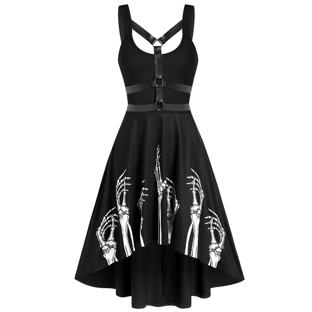 Gothic Mini Dress for Women - Black Lace Sleeveless Bodycon Dress | Vintage Goth Summer Dress | Perfect for Halloween, Cosplay, and Gothic Night Out