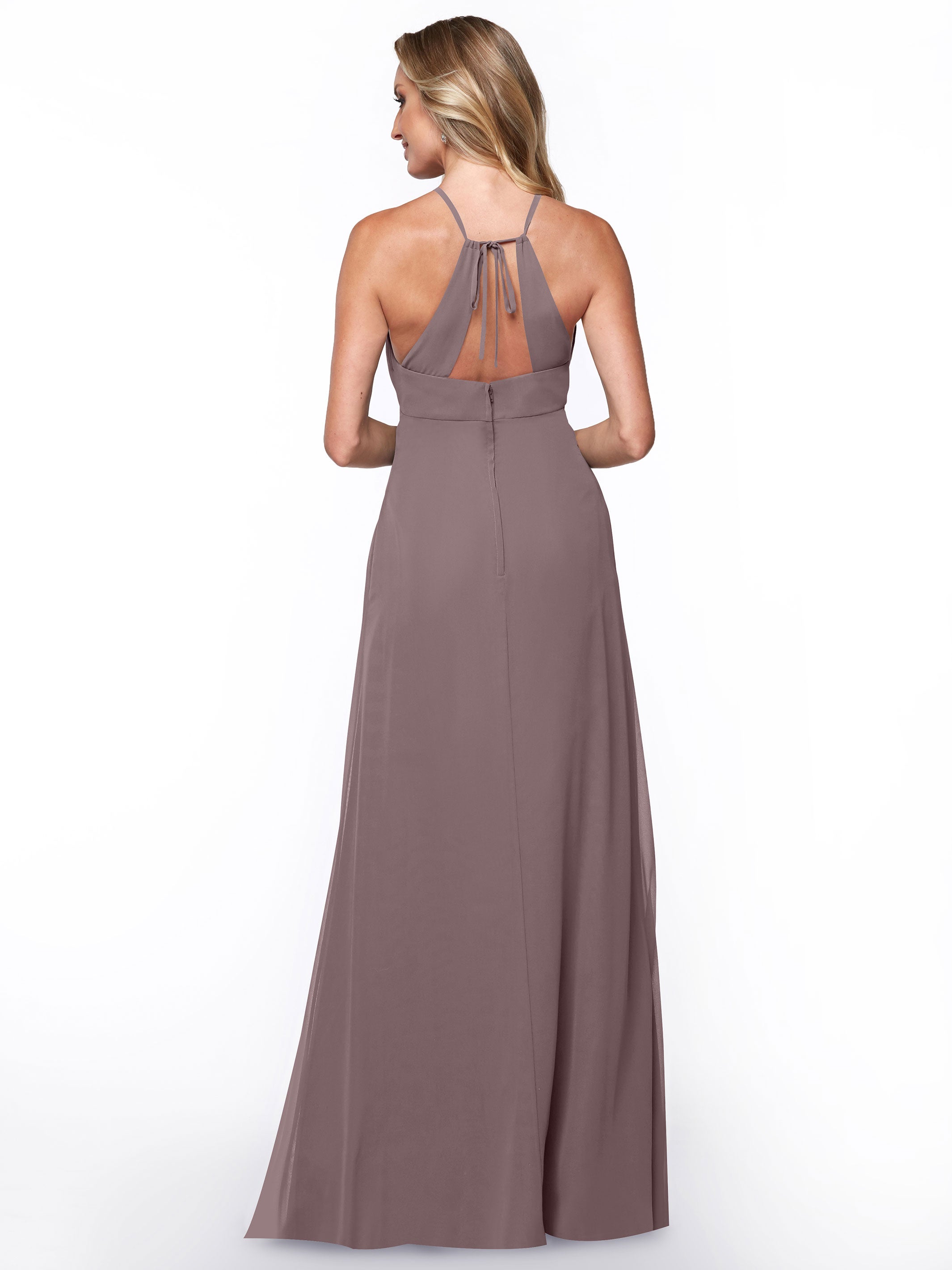 Elegant A-Line Chiffon Bridesmaid Dress with Keyhole Halter Neckline - Perfect for Weddings, Formal Events & Special Occasions
