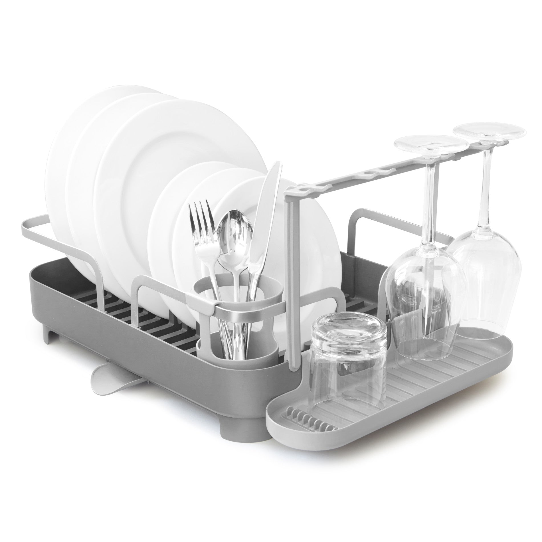 Stainless Steel Dish Drying Rack with Knife Holder & Utensil Storage - Space Saving Kitchen Organizer for Countertop, Sink, or Cabinet - Perfect for Small Apartments & RVs